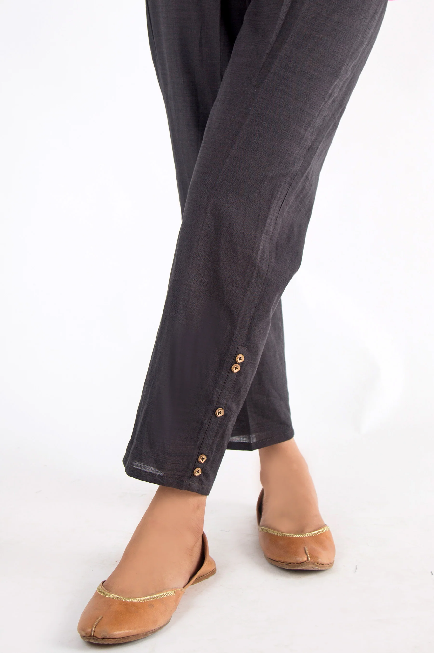 Embellished Khaddar Pants - Charcoal - Image 2