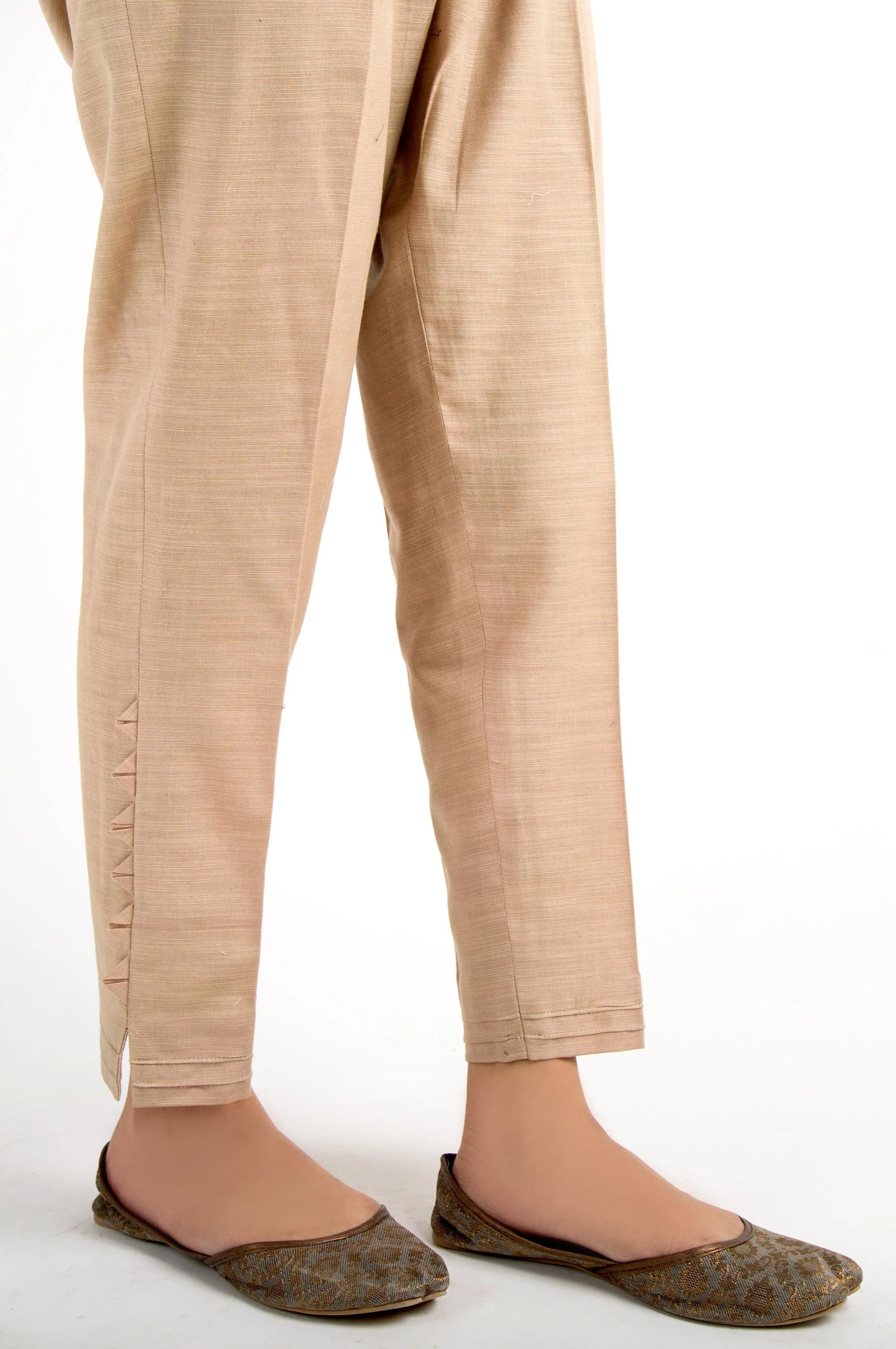 Embellished Khaddar Pants - Beige - Image 2