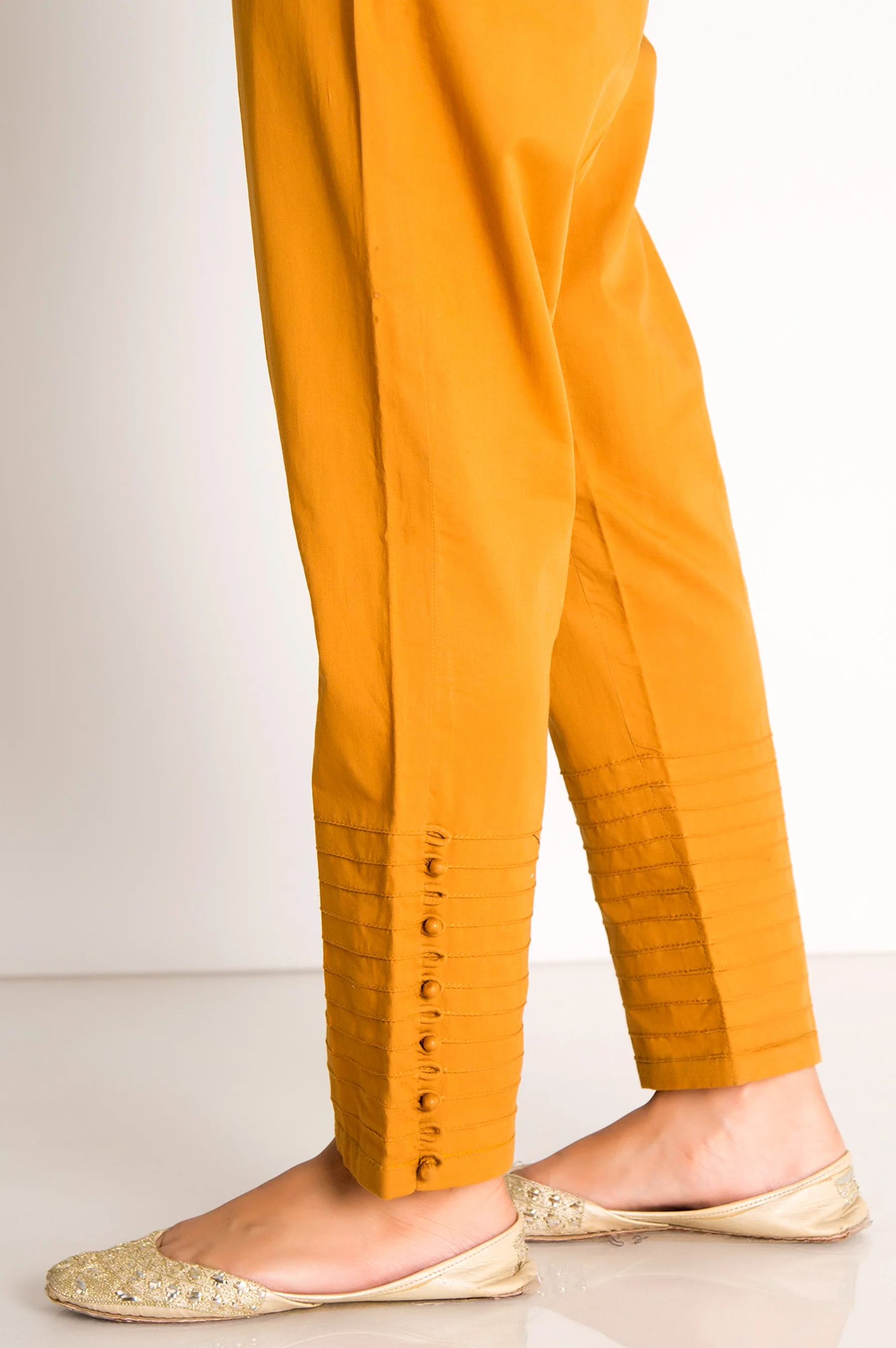 Embellished Cigarette Pants - Mustard - Image 3