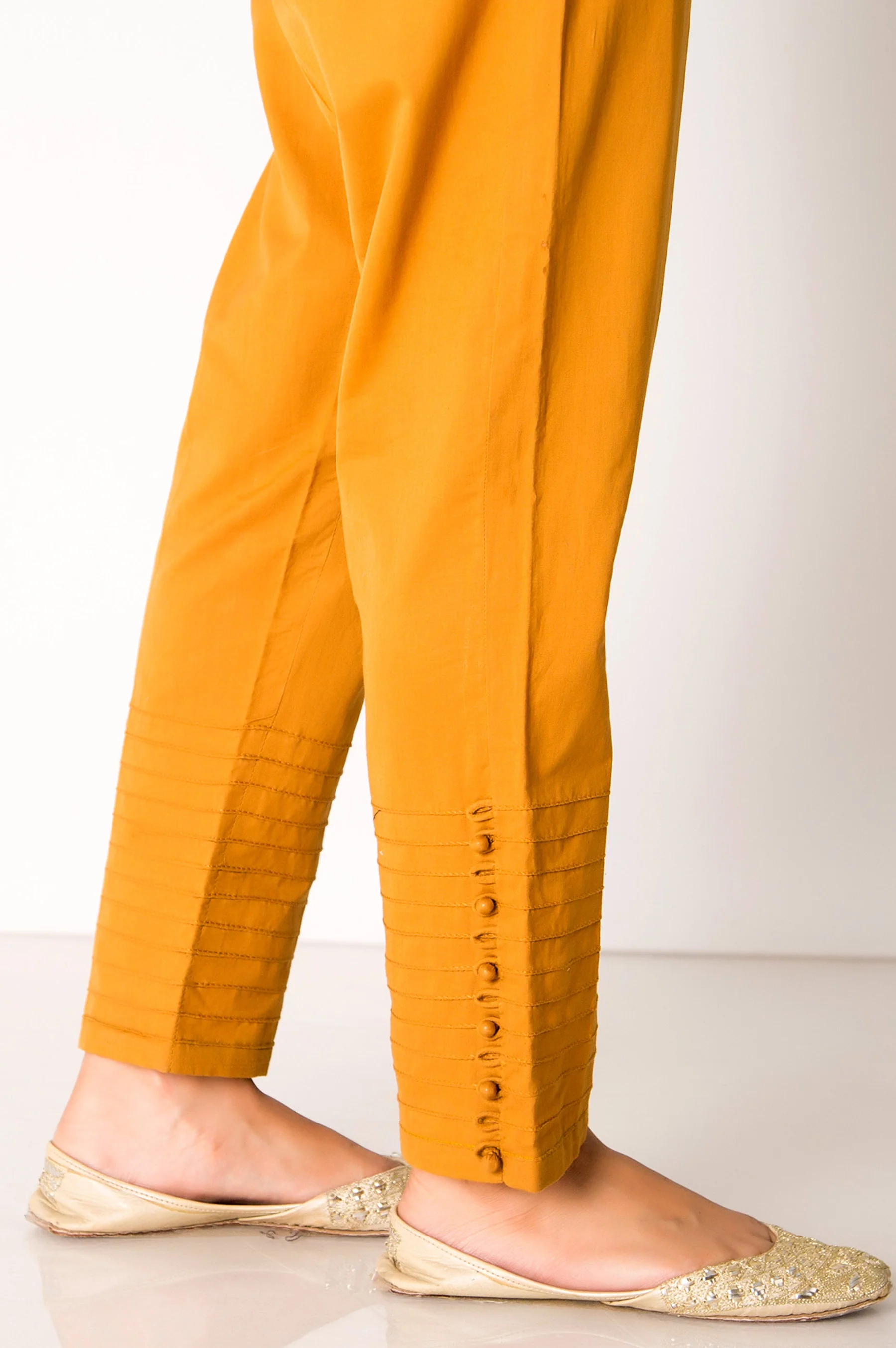 Embellished Cigarette Pants - Mustard - Image 4