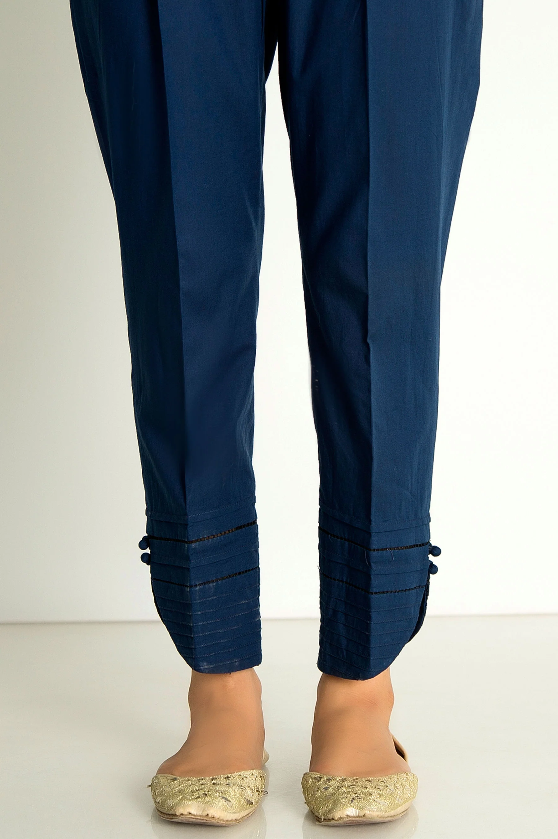 Embellished Cambric Cigarette Pants - Marine