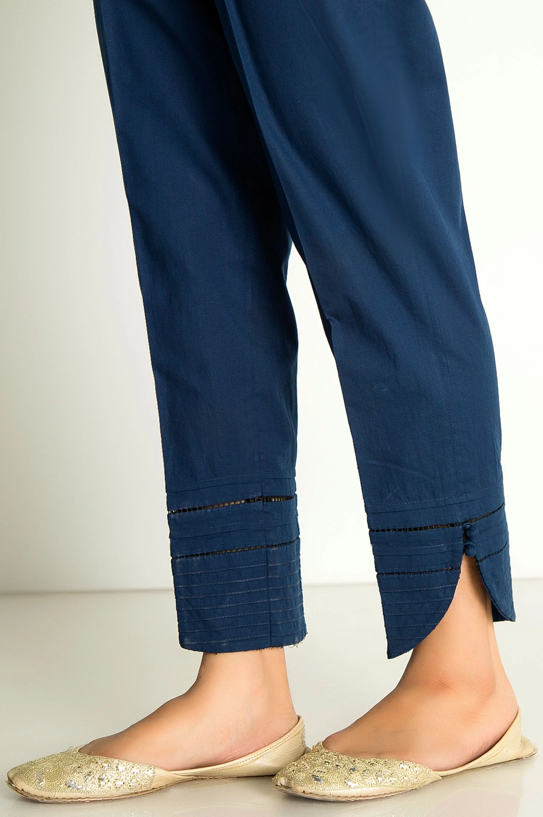 Embellished Cambric Cigarette Pants - Marine - Image 3