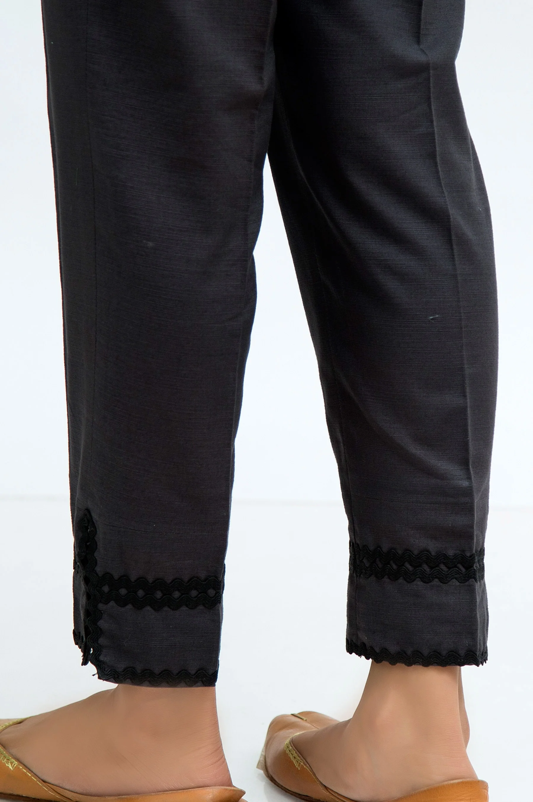 Embellished Khaddar Cigarette Pant - Grey - Image 2