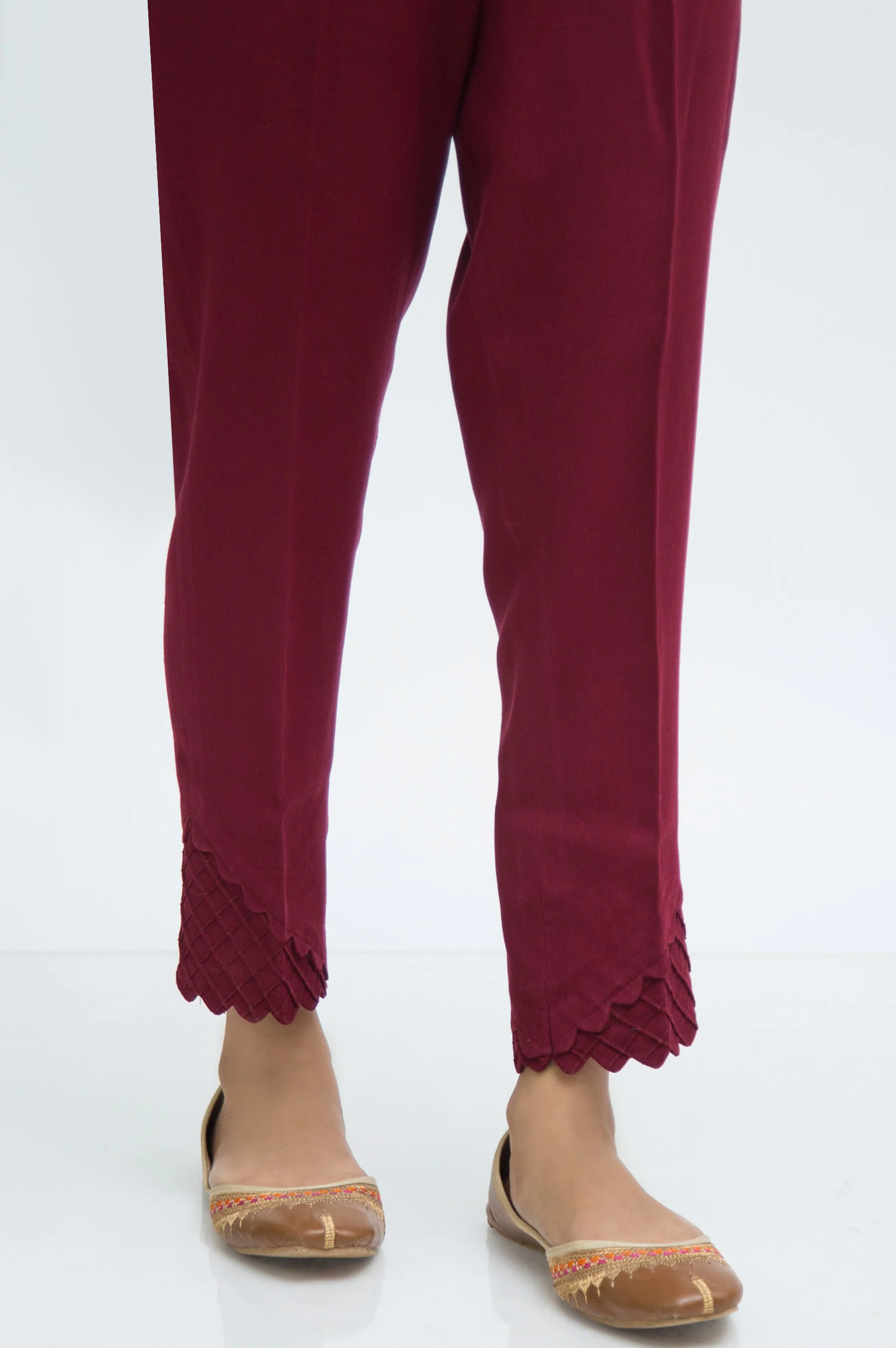Embellished Cottel Cigarette Pants - Raspberry Fudge