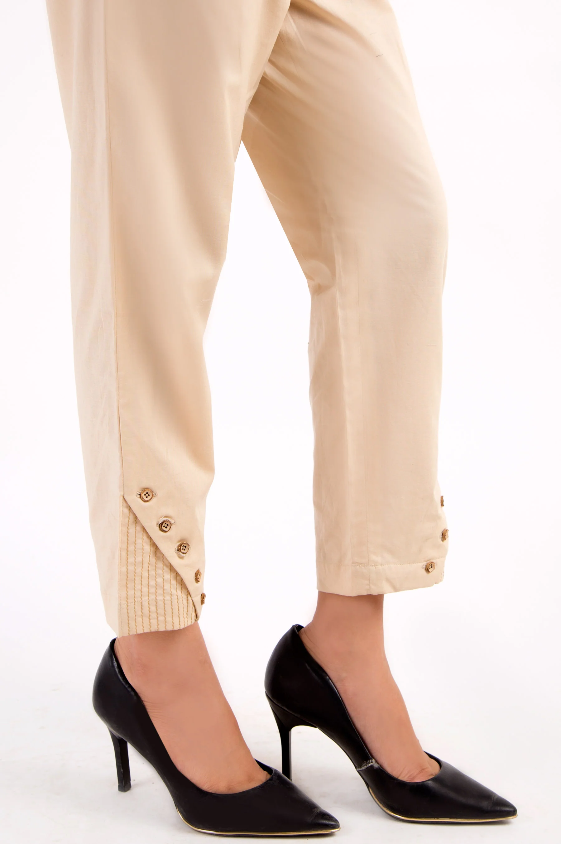 Cambric Embellished Cigarette Pants - Beige - Image 2