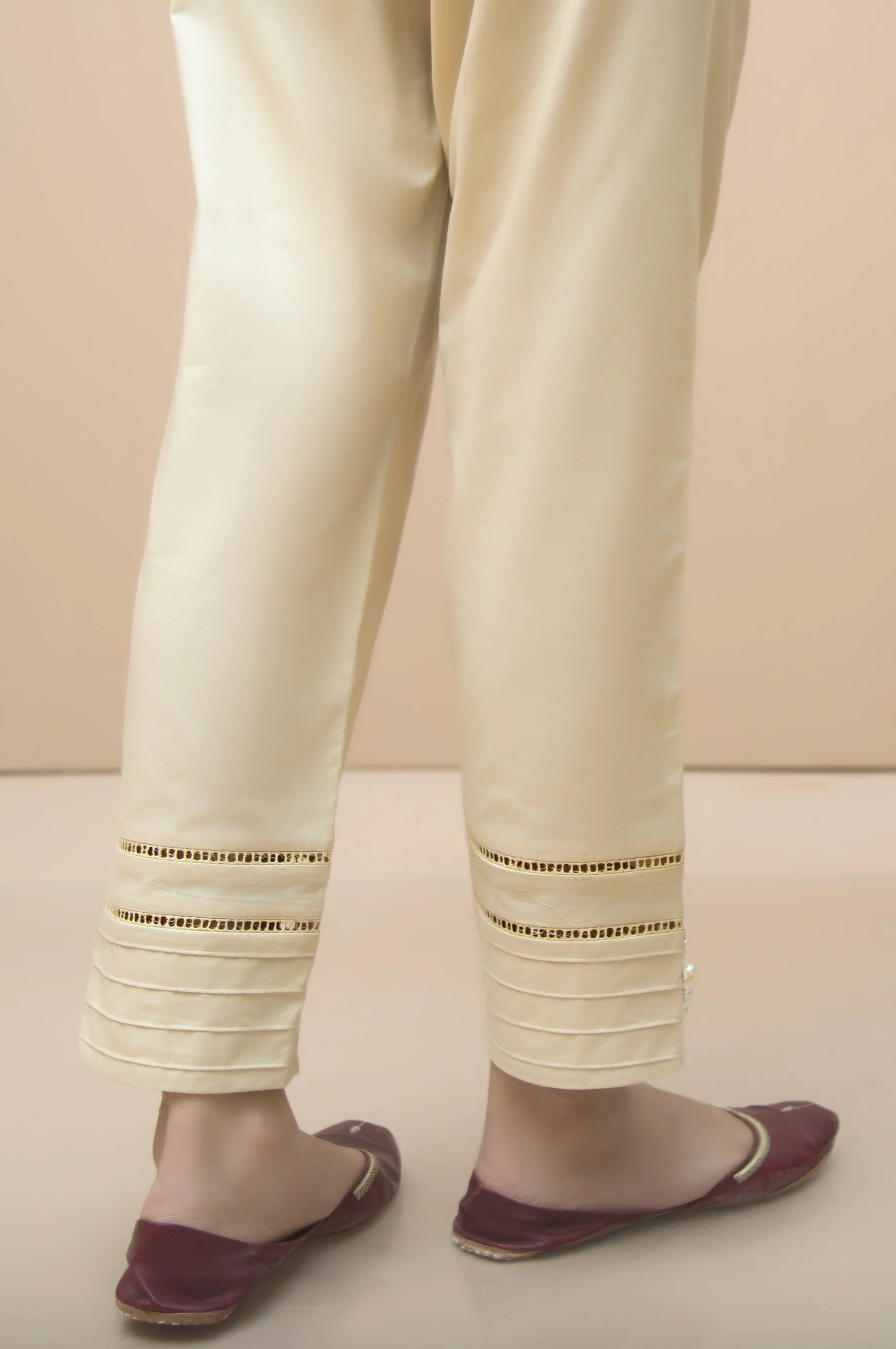 Embellished Cambric Cigarette Pants - Beige - Image 2