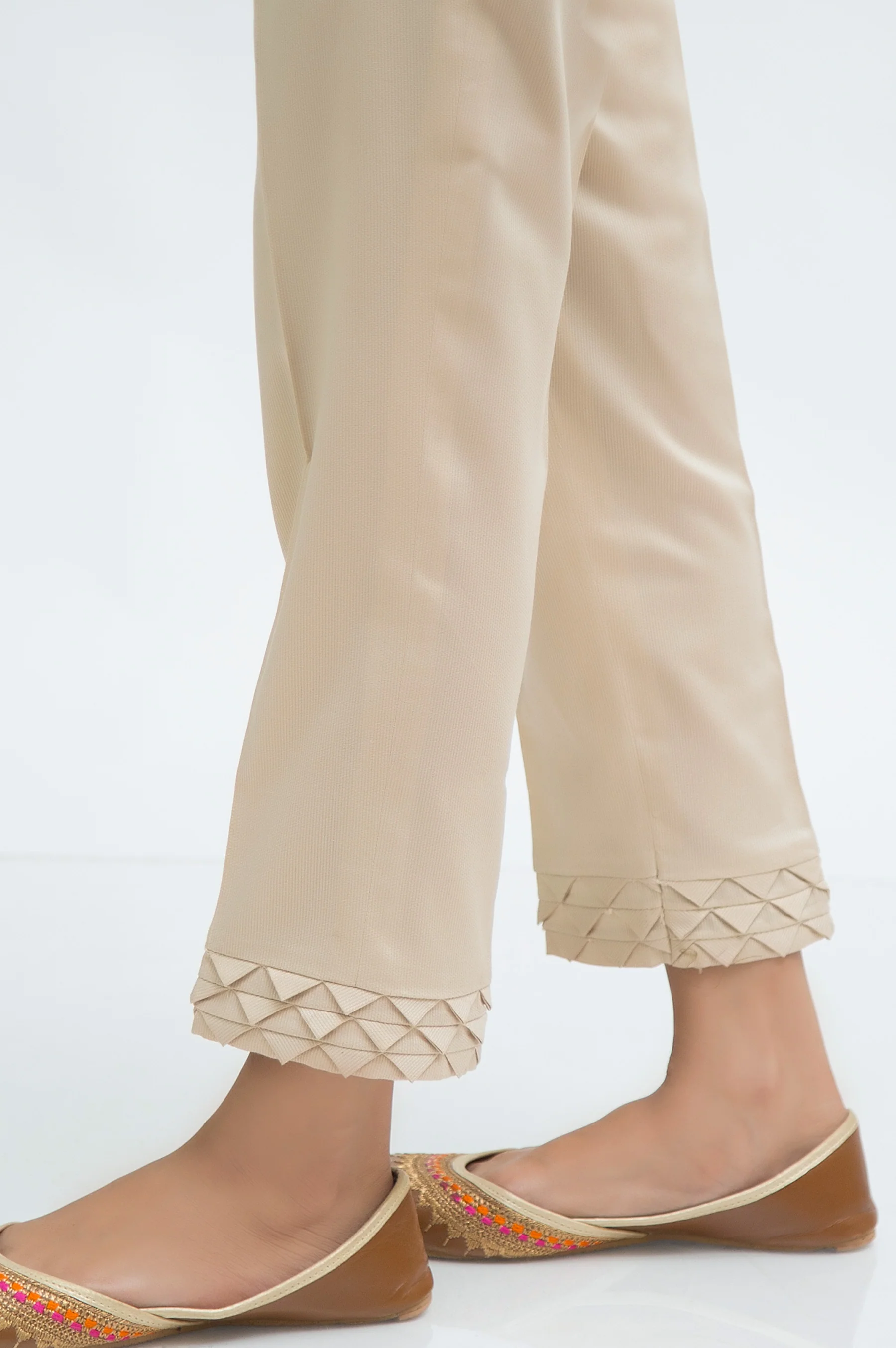 Embellished Cottel Cigarette Pants - Sand - Image 3
