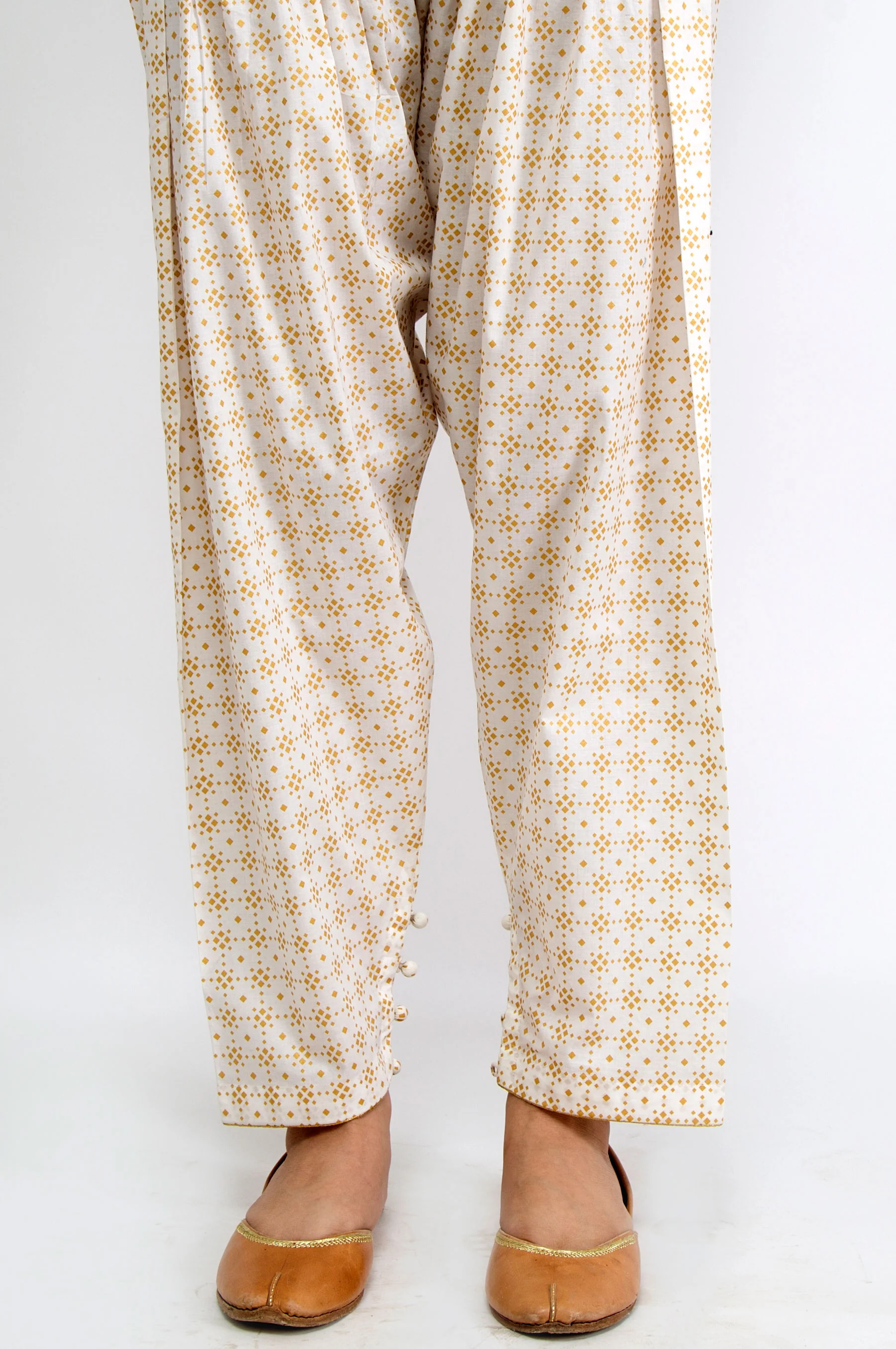 Embellished Cambric Shalwar - Gold Paste - Image 3