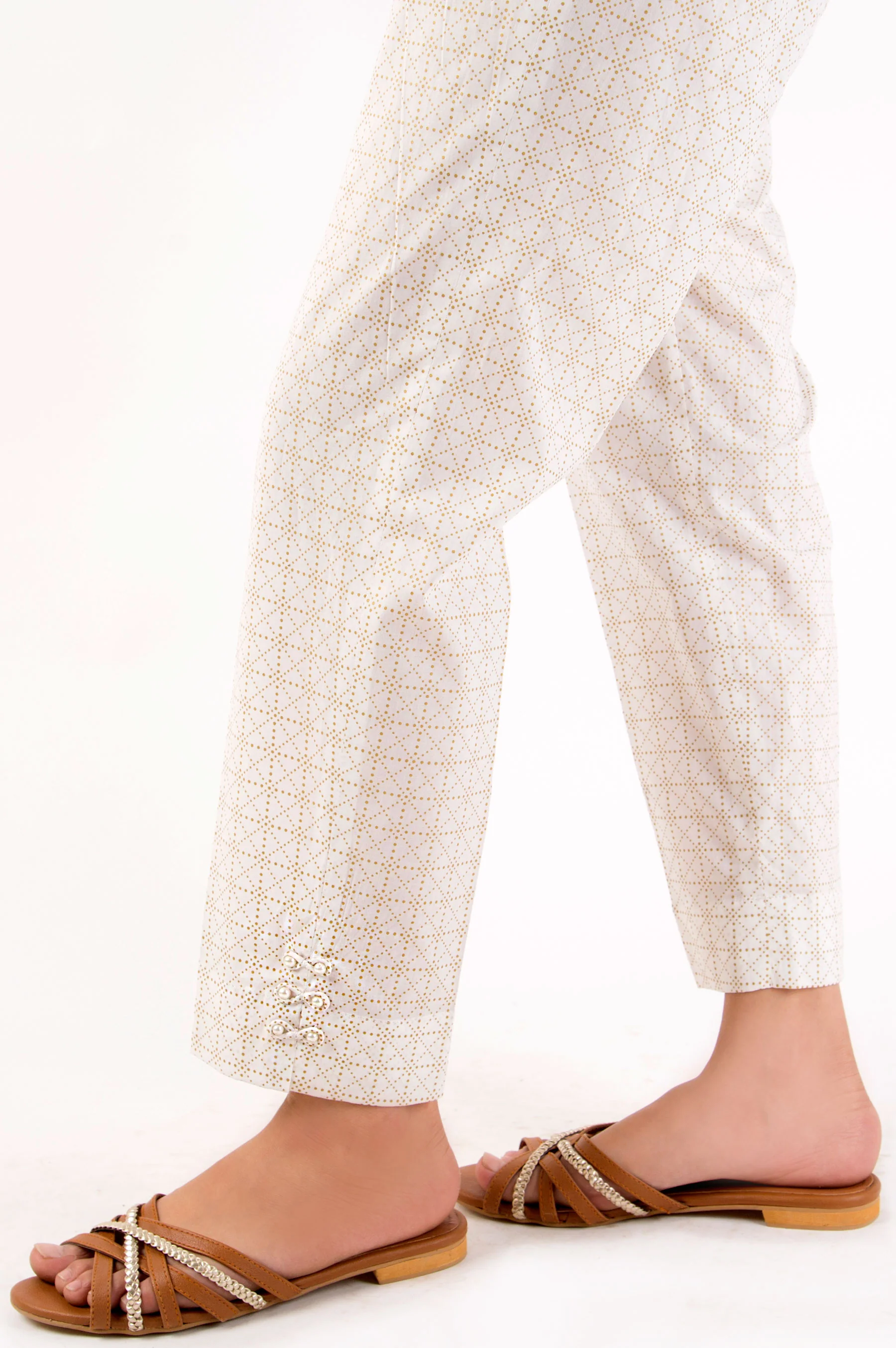 Embellished Cigarette Pants - Gold Paste - Image 3