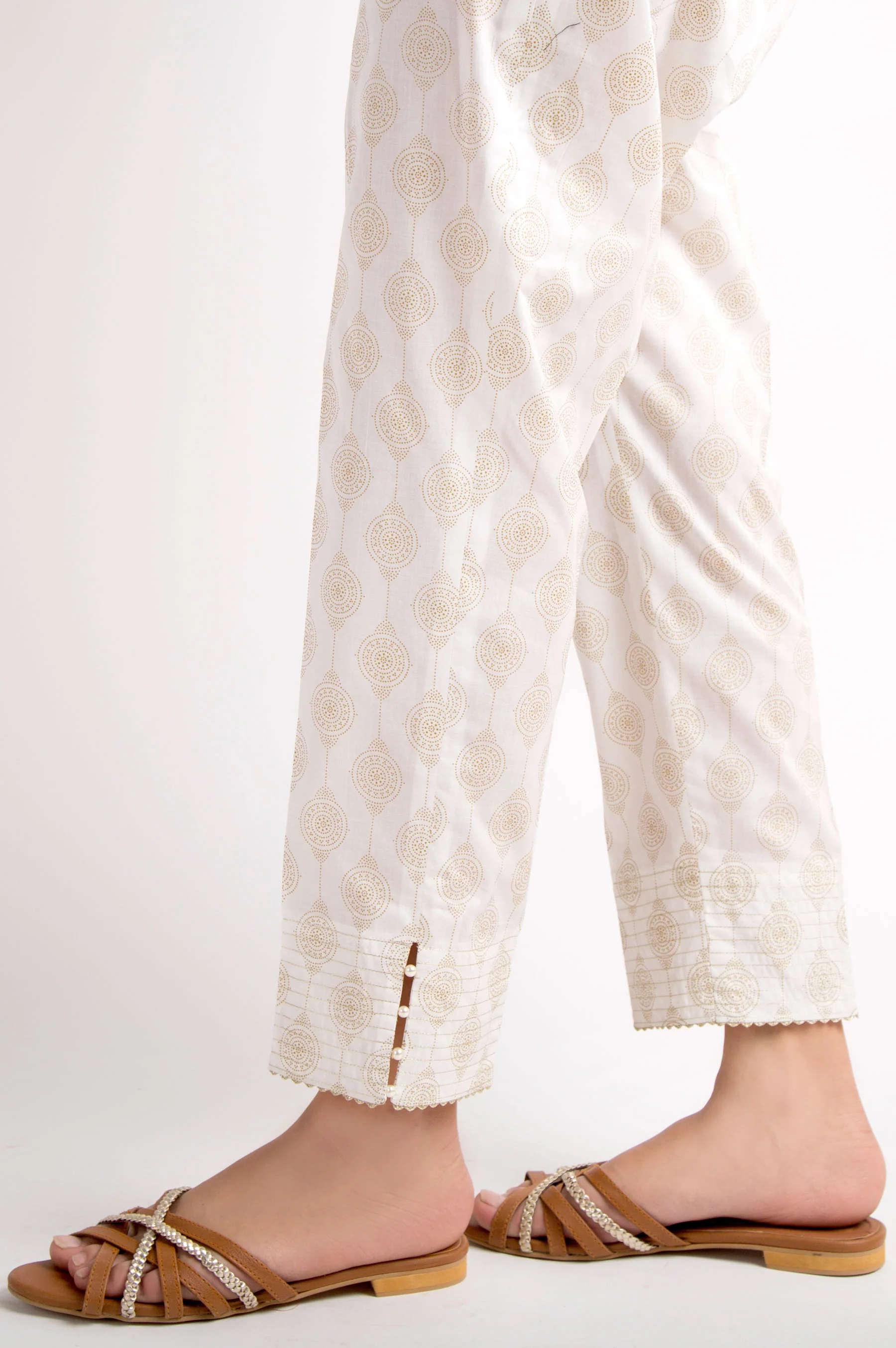 Cambric Embellished Cigarette Pants - Gold Paste - Image 2