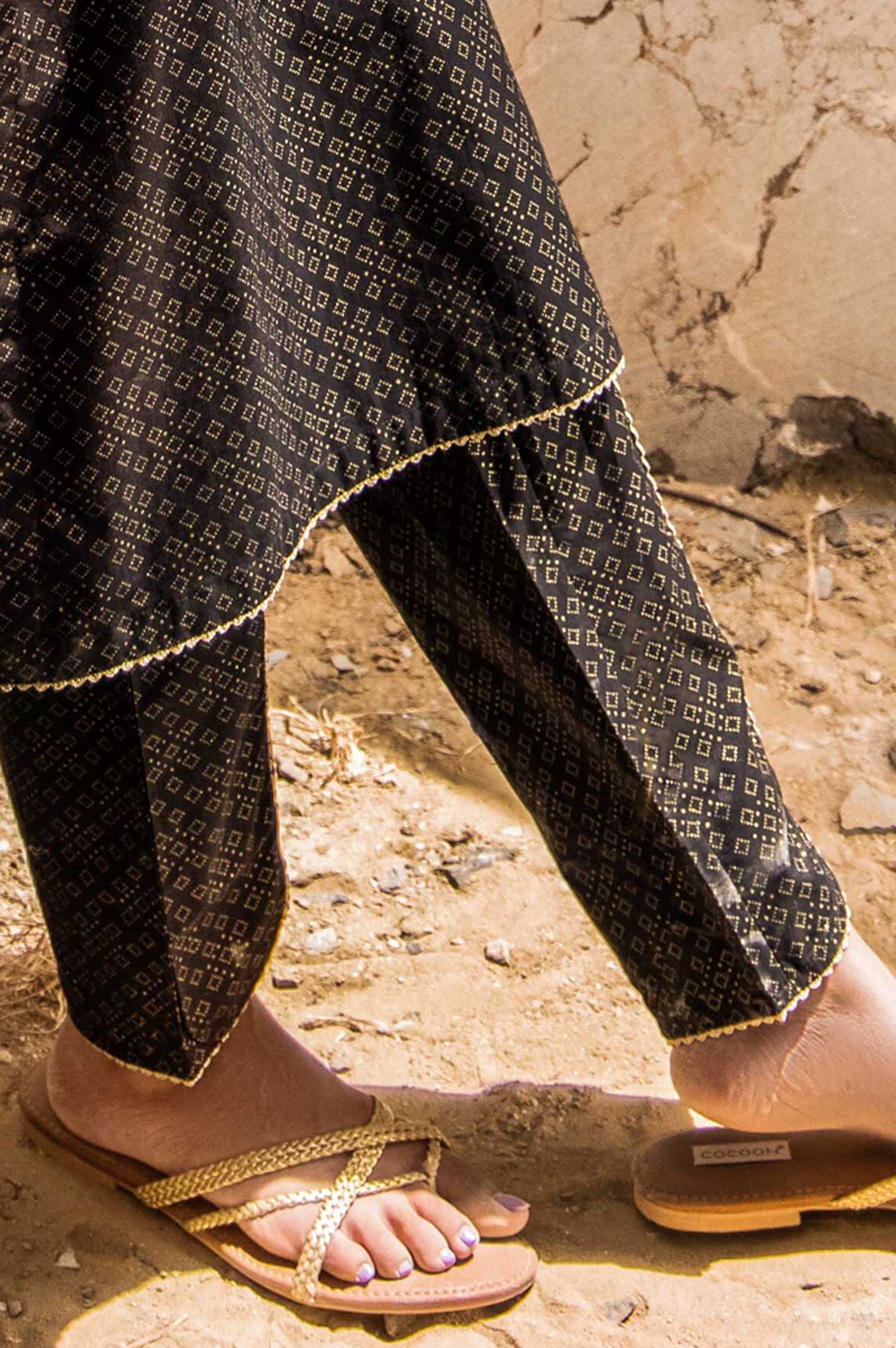 Embellished Cambric Cigarette Pants - Black/ Gold Paste - Image 5