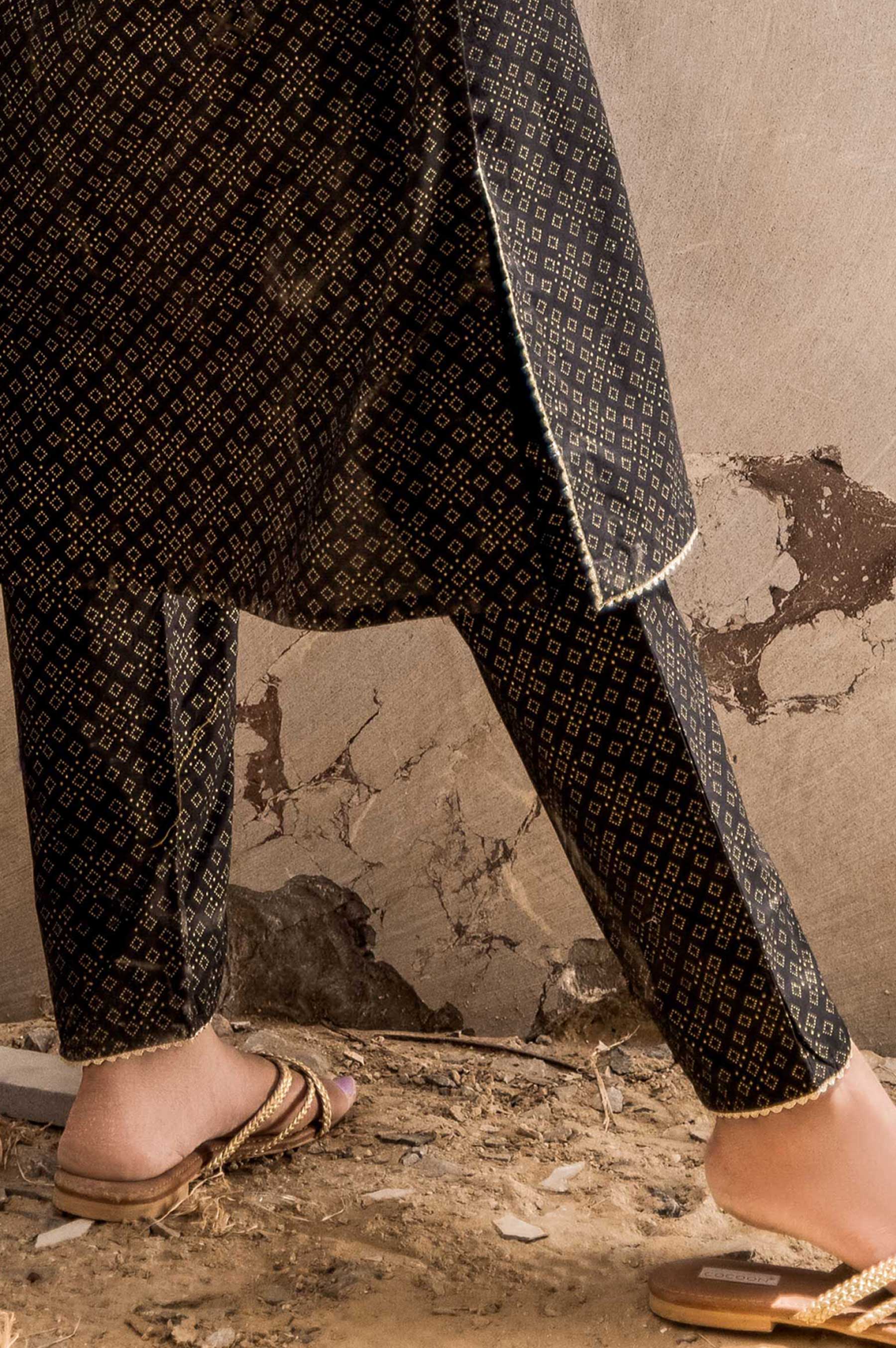 Embellished Cambric Cigarette Pants - Black/ Gold Paste - Image 6