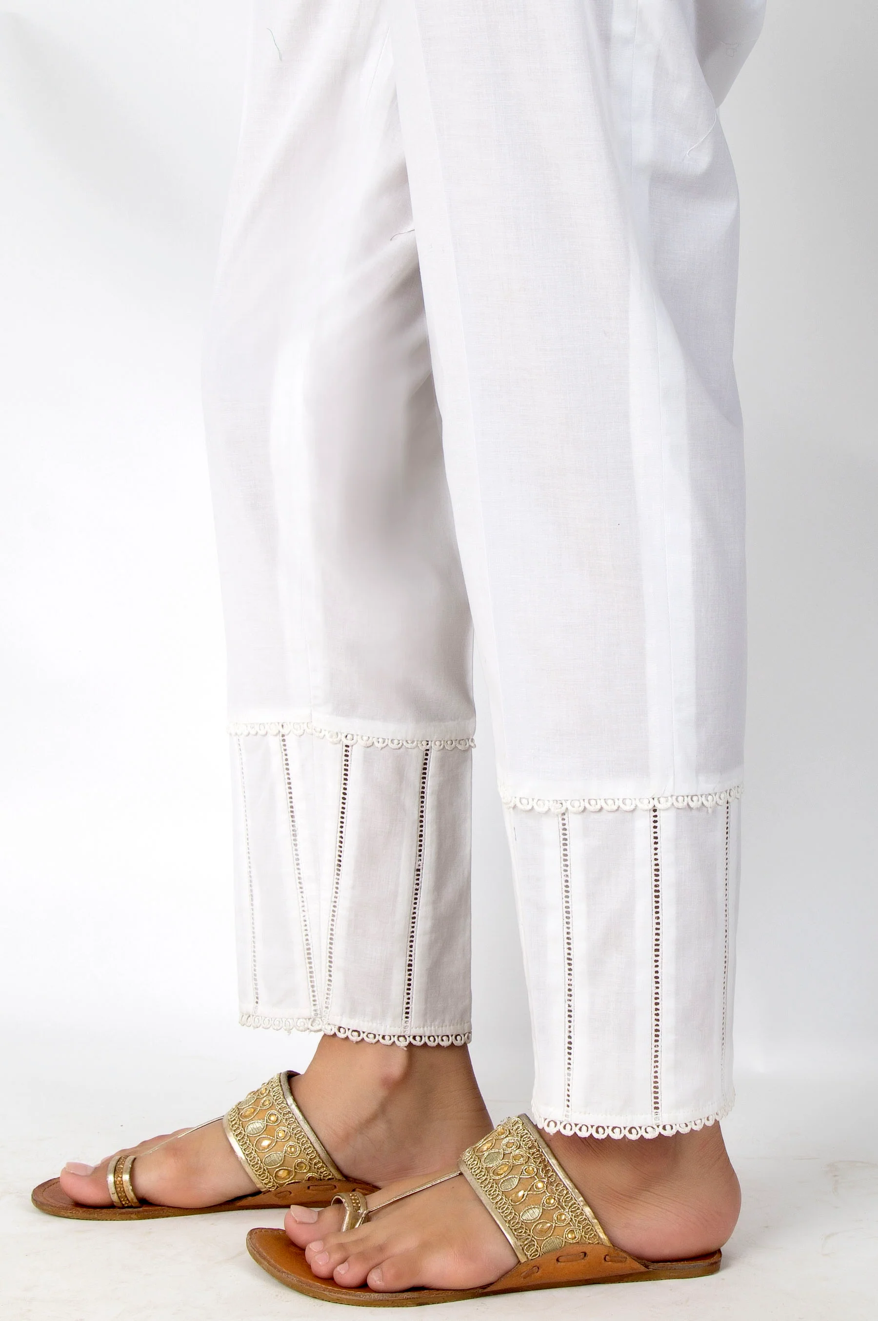 Embellished Cambric Pants - White - Image 3