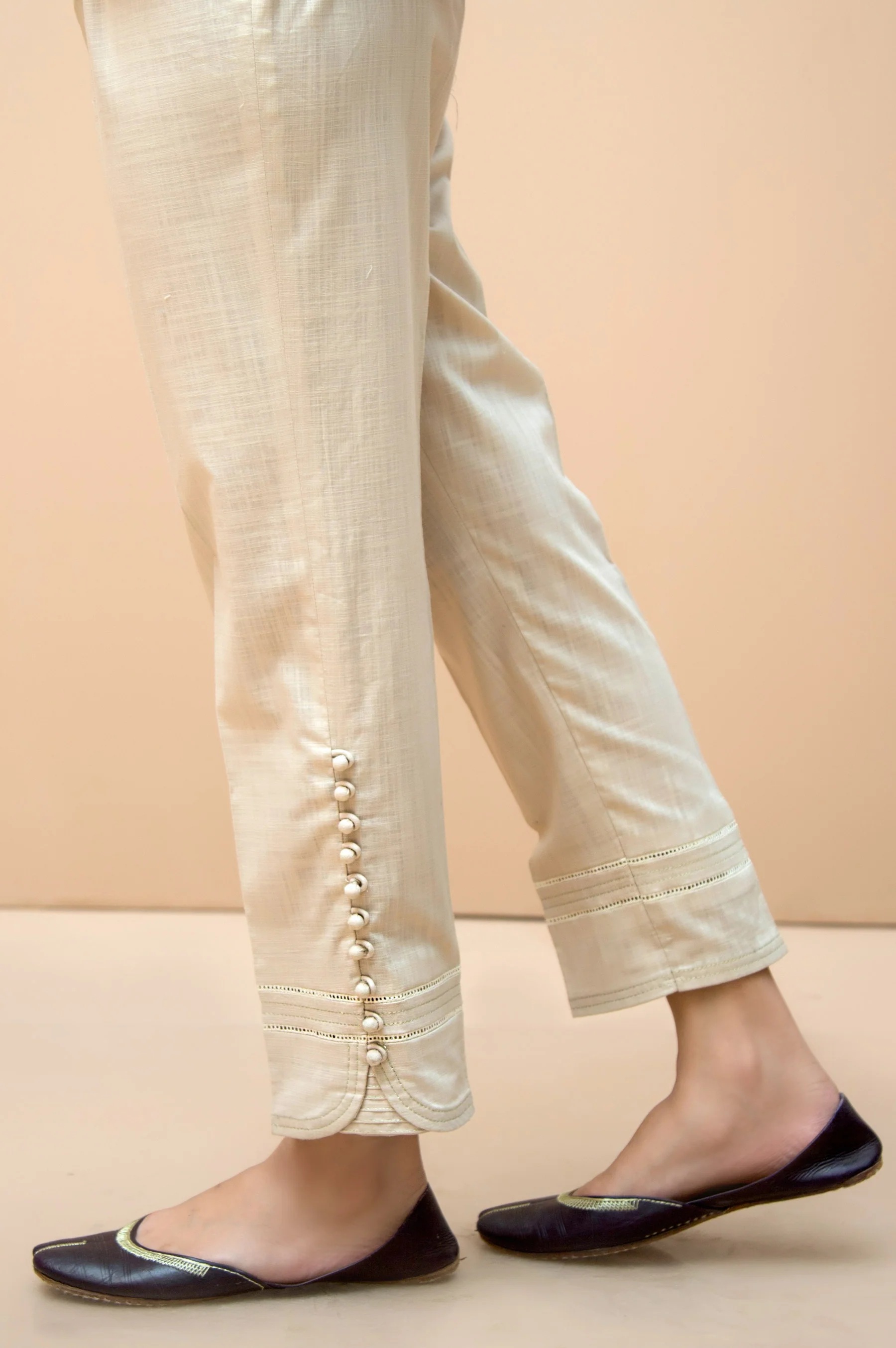 Embellished Tulip Cut Pants - Beige - Image 3