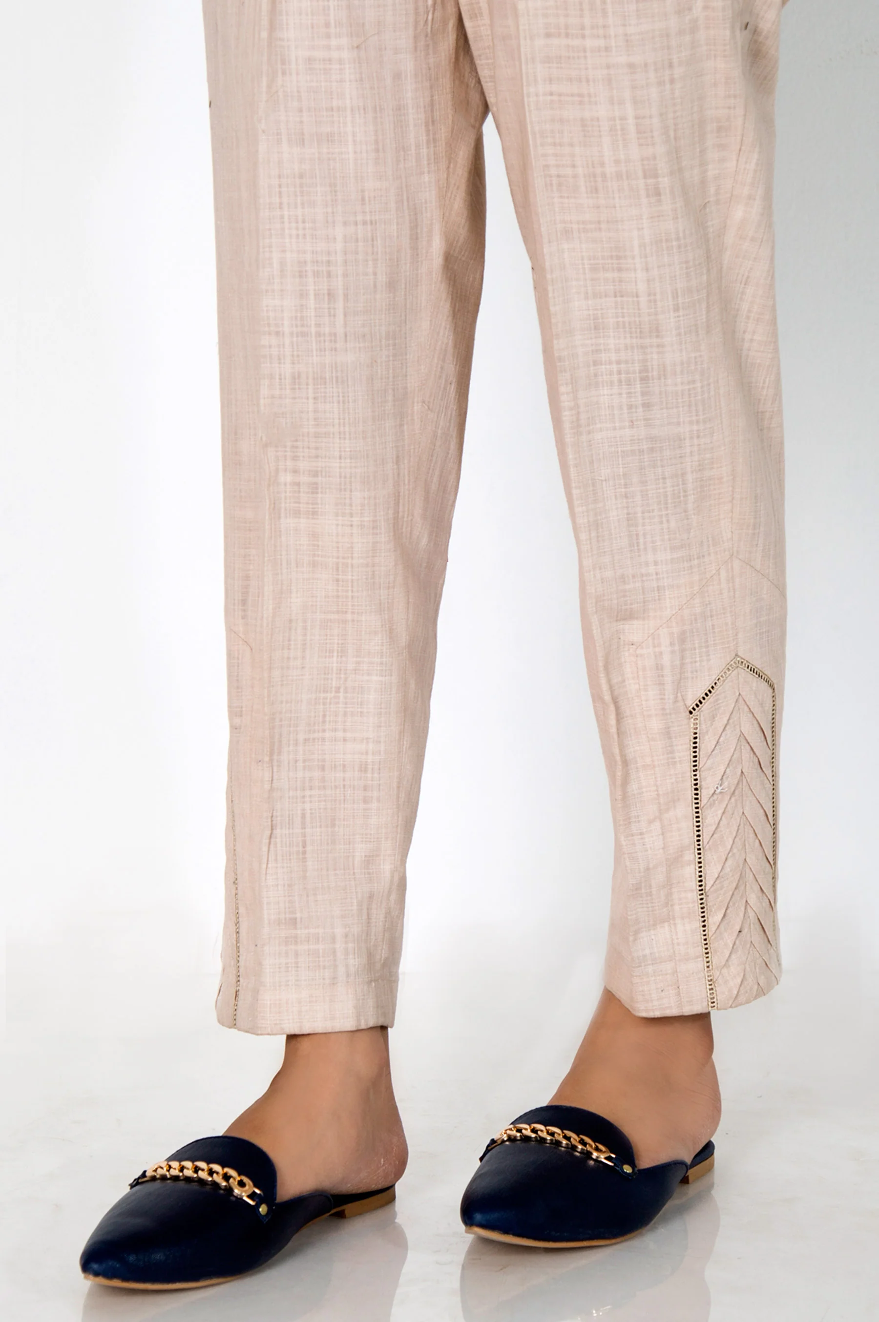 Embellished Cigarette Pants - Beige - Image 2