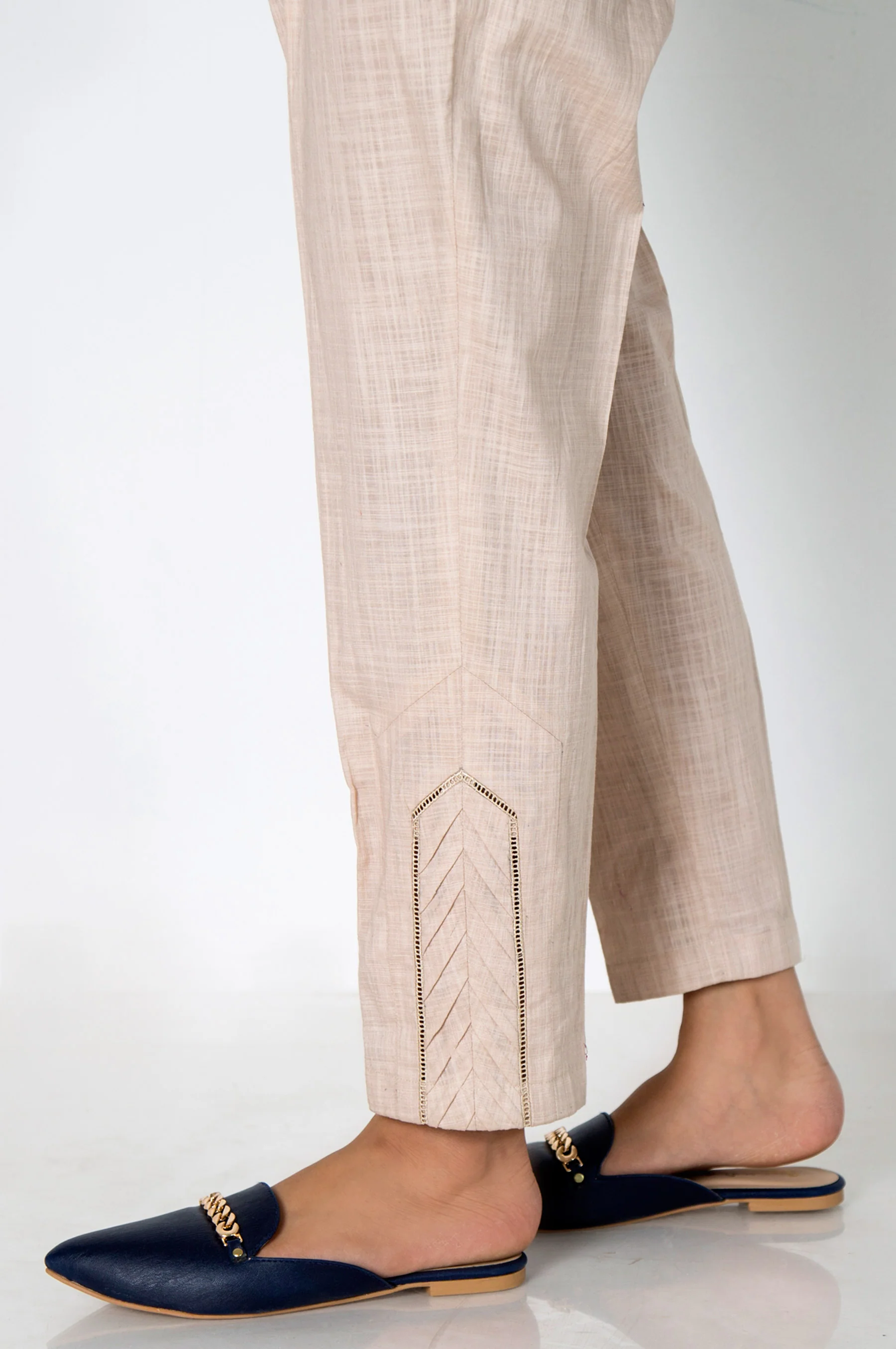 Embellished Cigarette Pants - Beige - Image 3