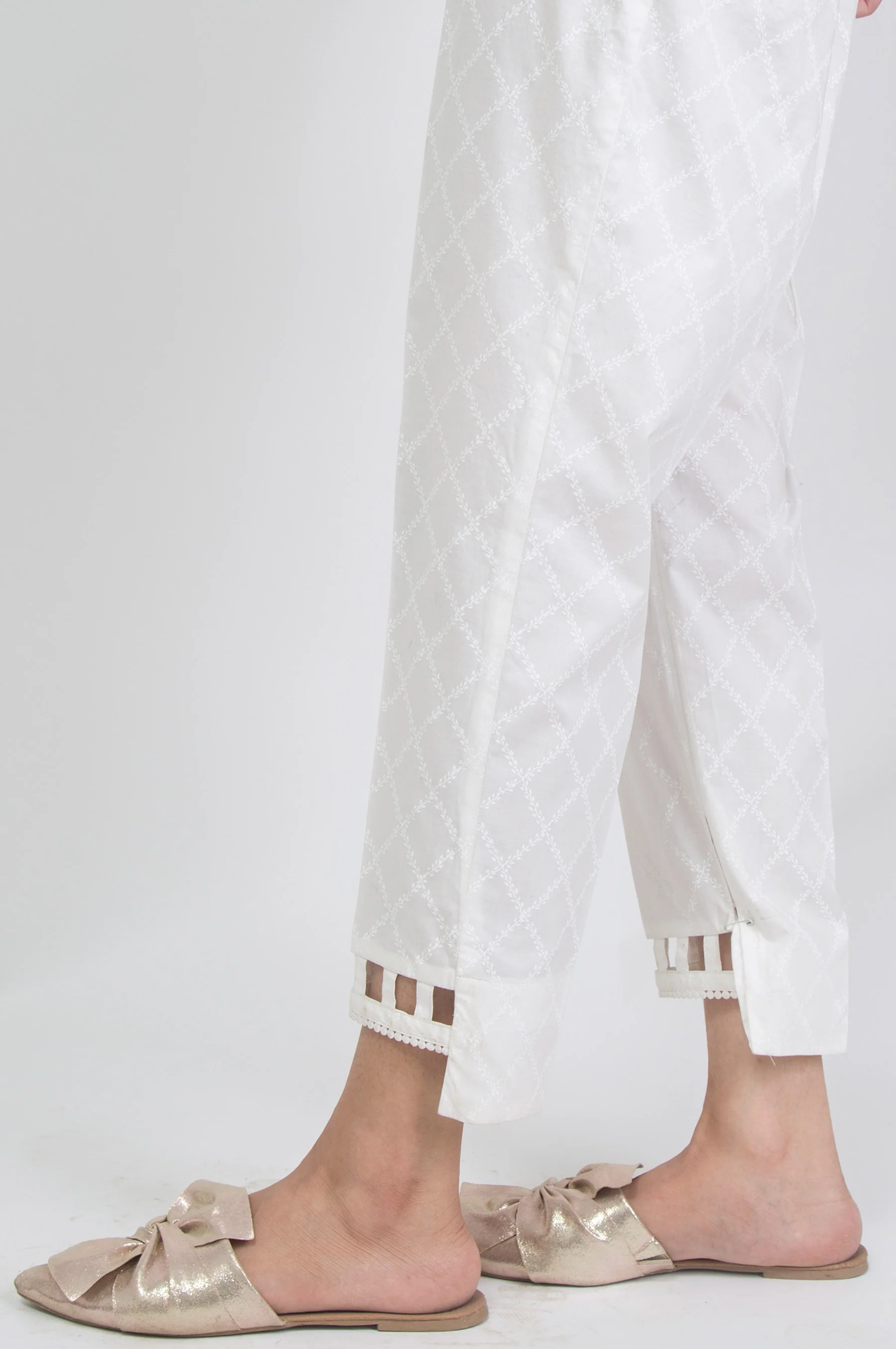 Embellished Cambric Pants - White Paste - Image 3