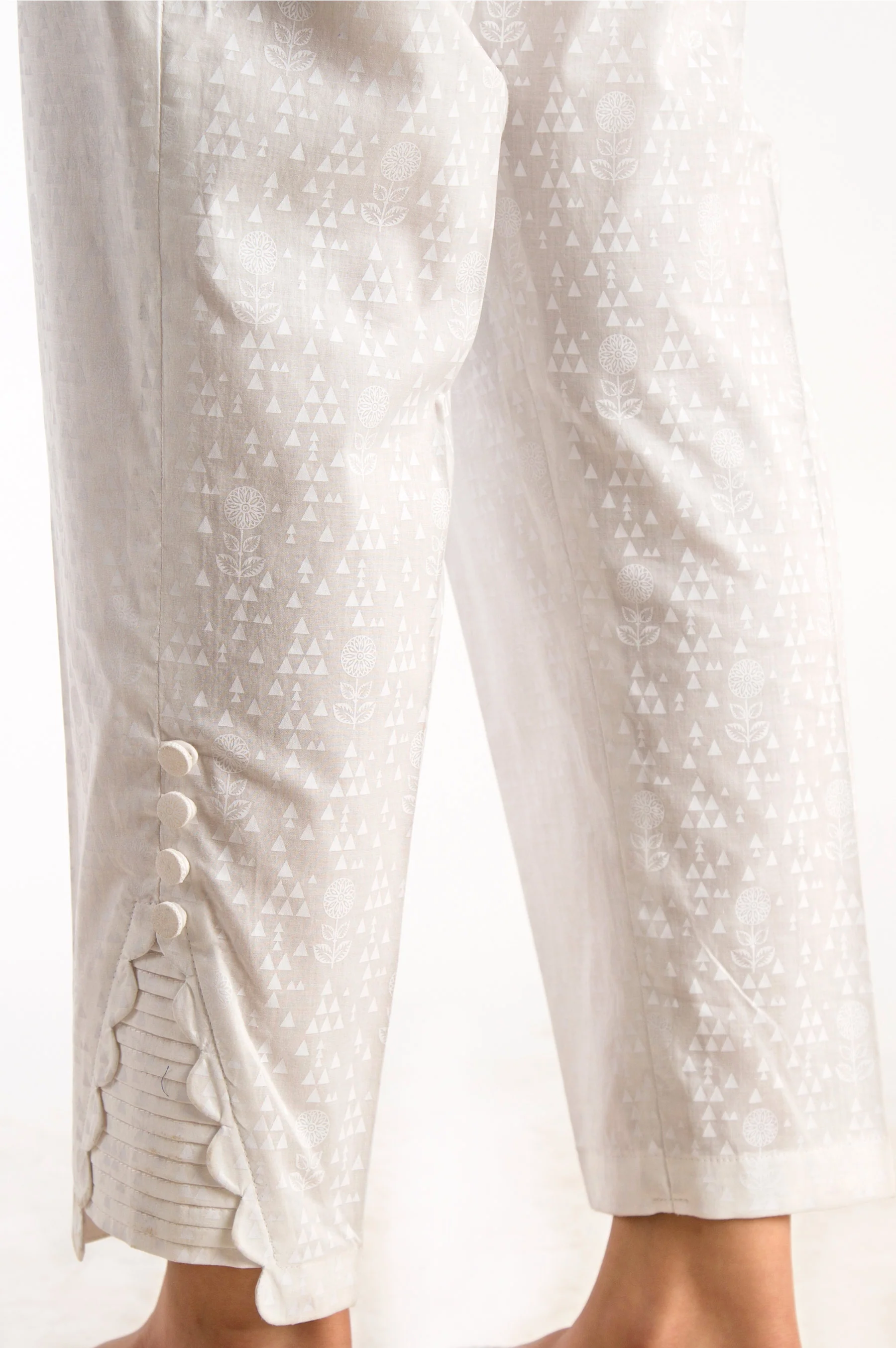 Embellished Cigarette Pants - White Paste/White - Image 3