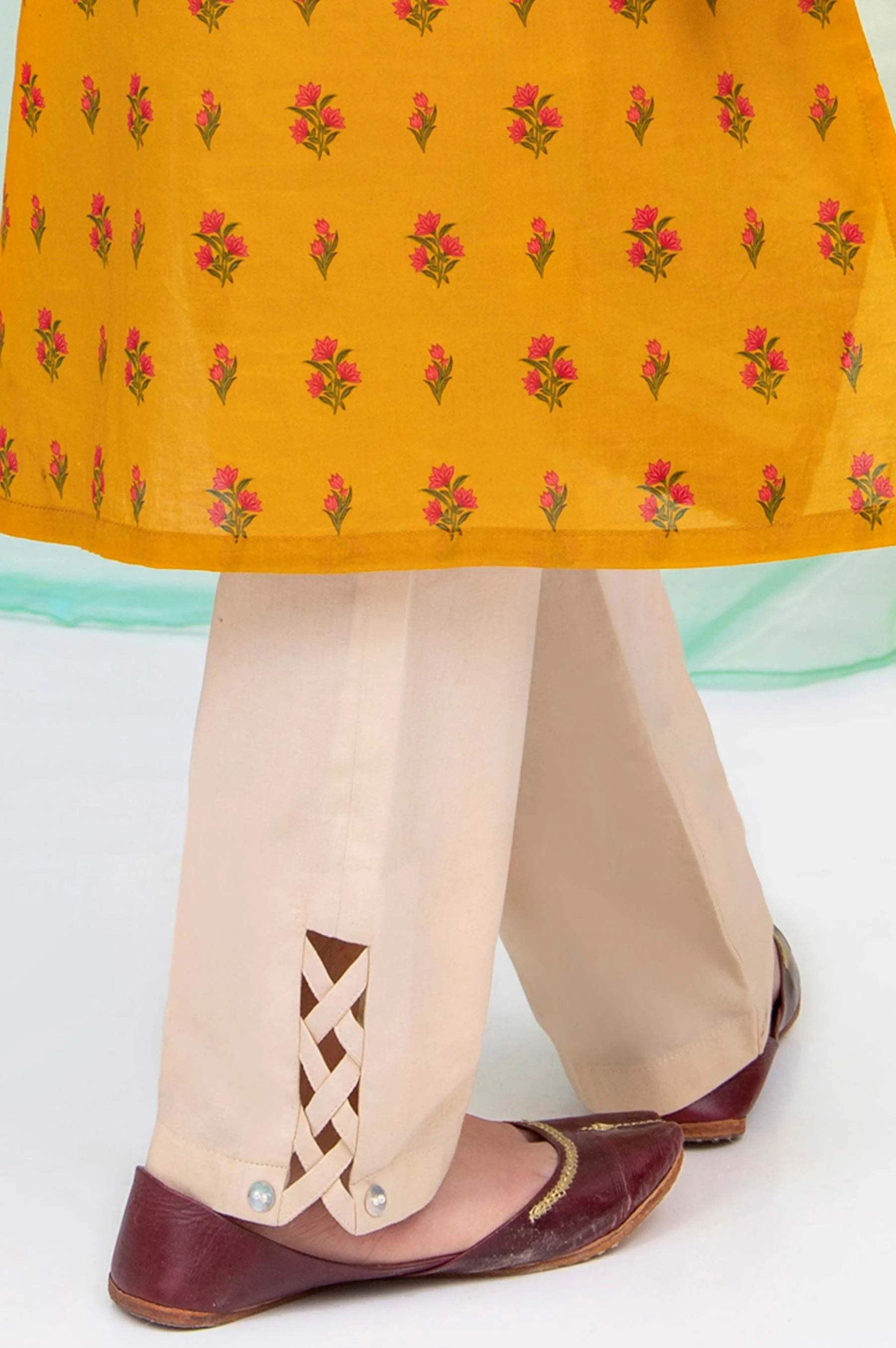 Embellished Junior Straight Pant - Beige - Image 2