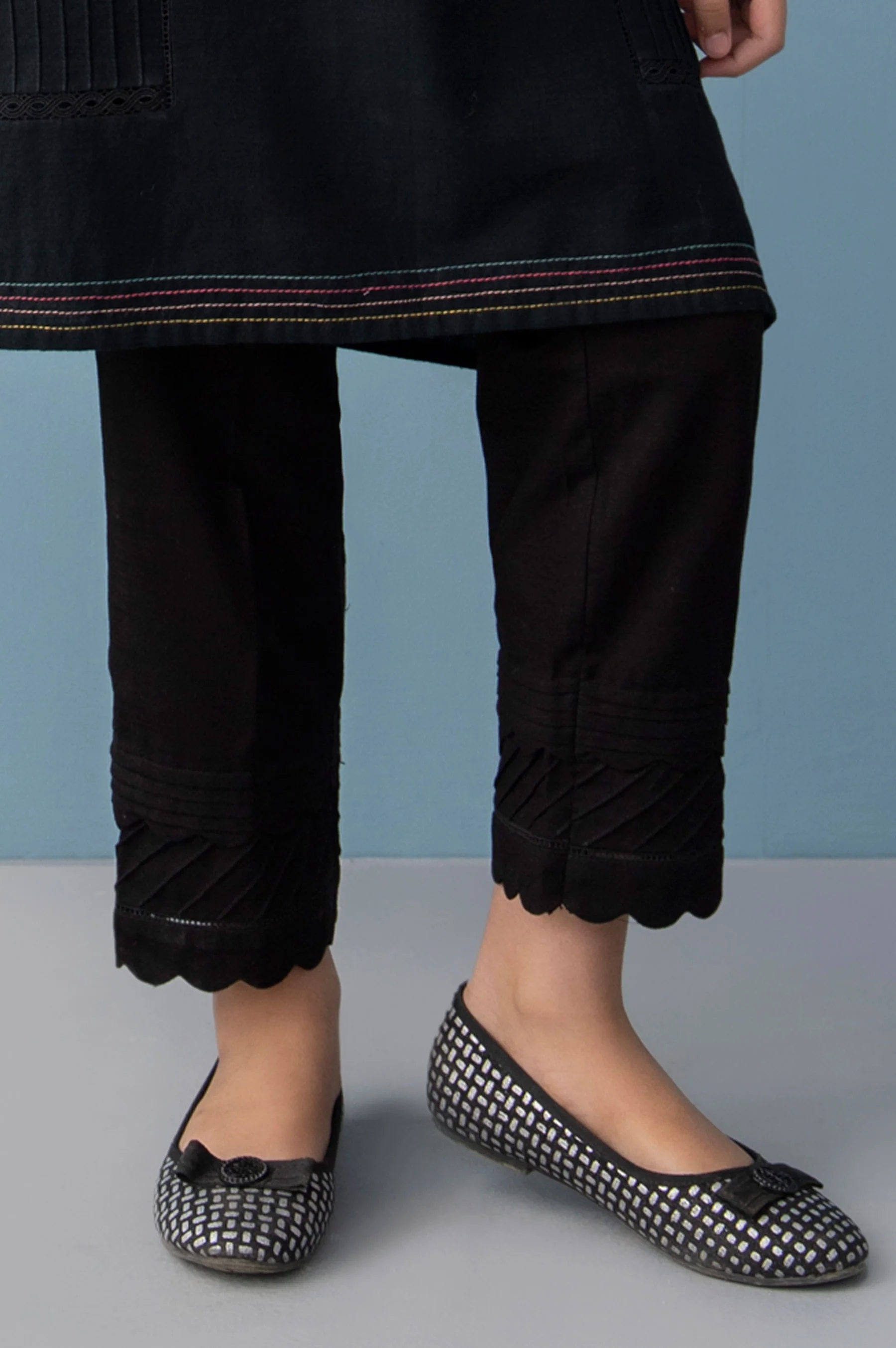 Embellished Khaddar Junior Pant - Black