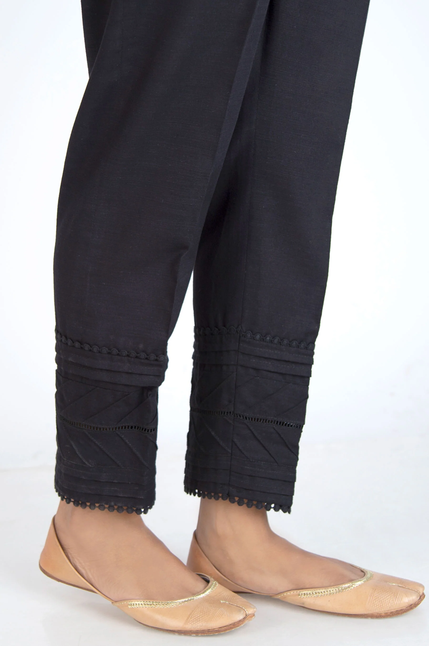 Embellished Khaddar Cigarette Pants - Black - Image 2