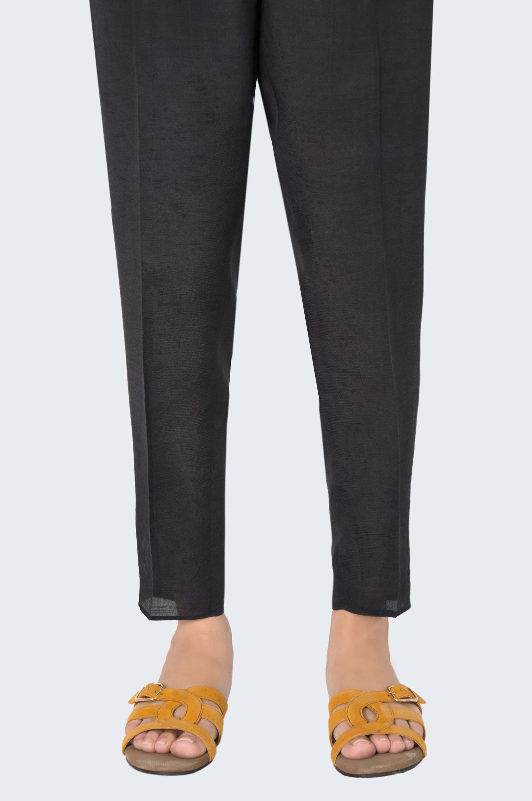 Embellished Raw Silk Cigarette Pants  - Black