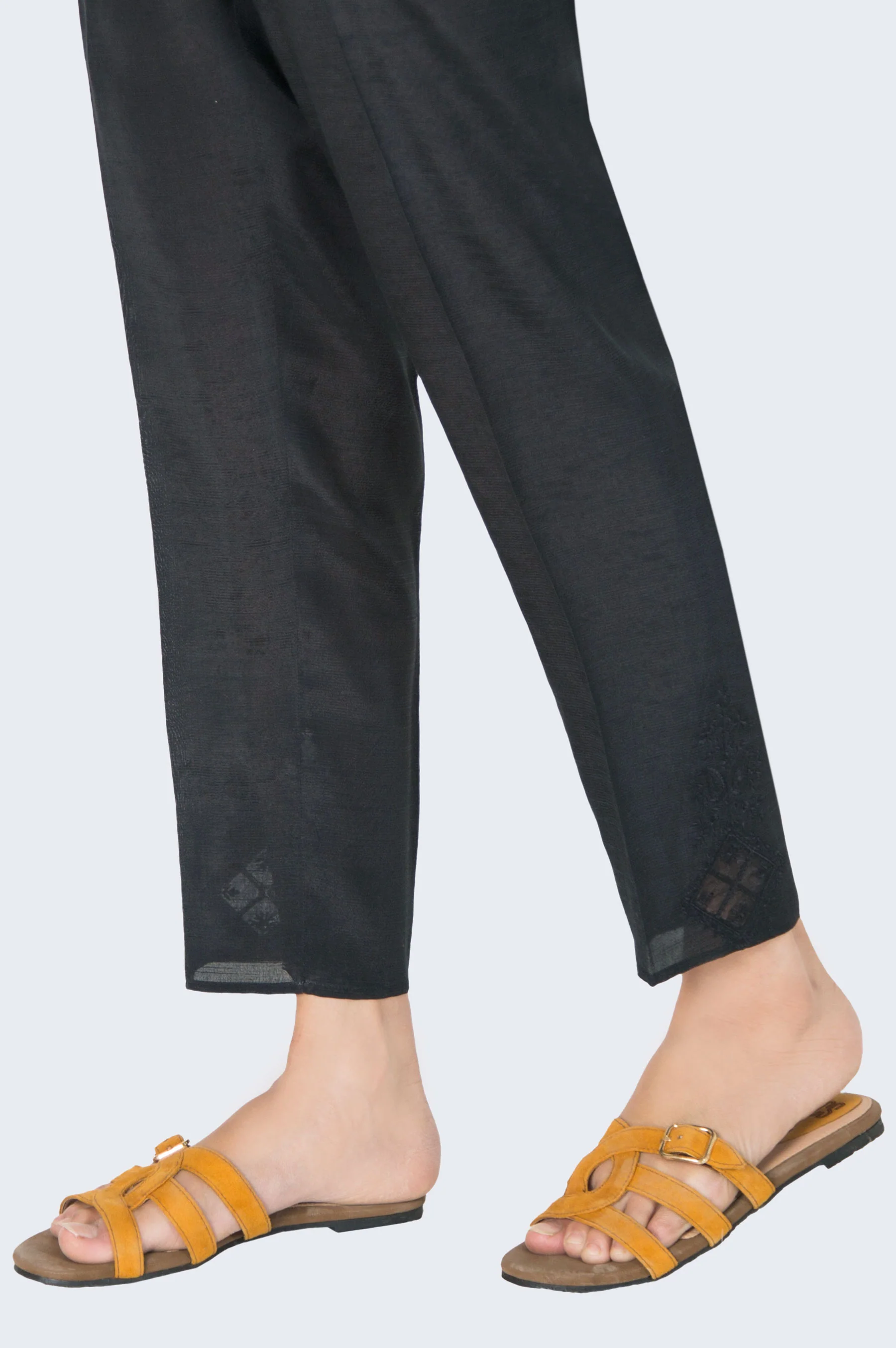 Embellished Raw Silk Cigarette Pants  - Black - Image 2