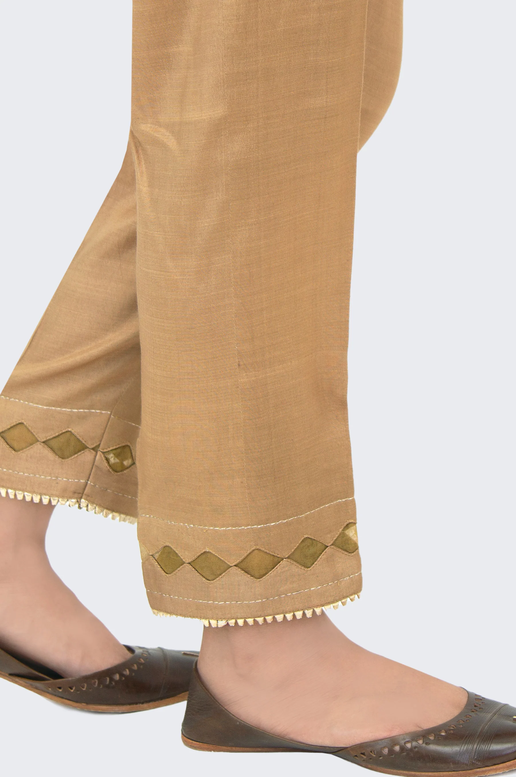 Embellished Rawsilk Cigarette Pants - Sepia Copper - Image 2