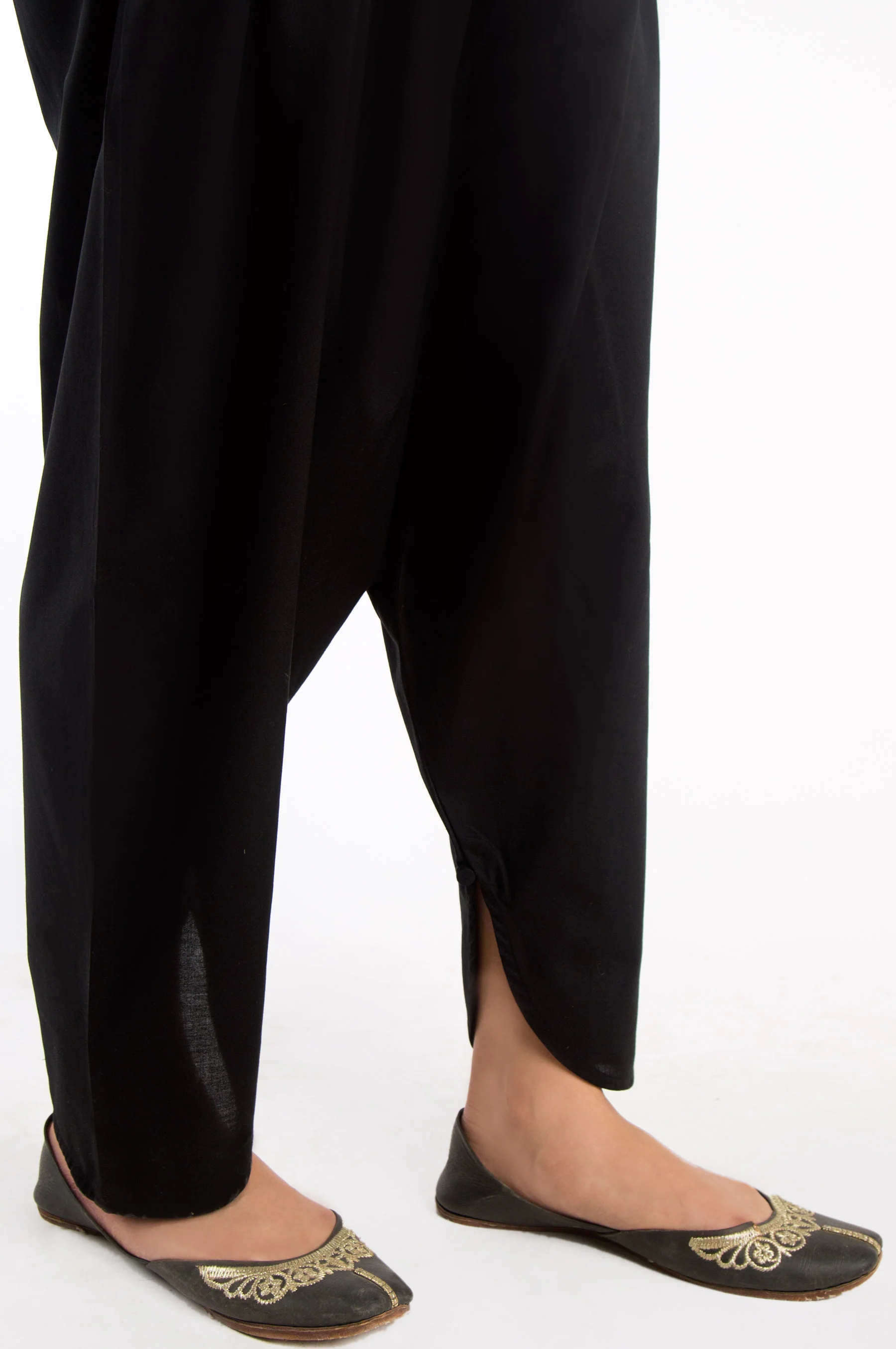 Embellished Cambric Shalwar - Black - Image 2