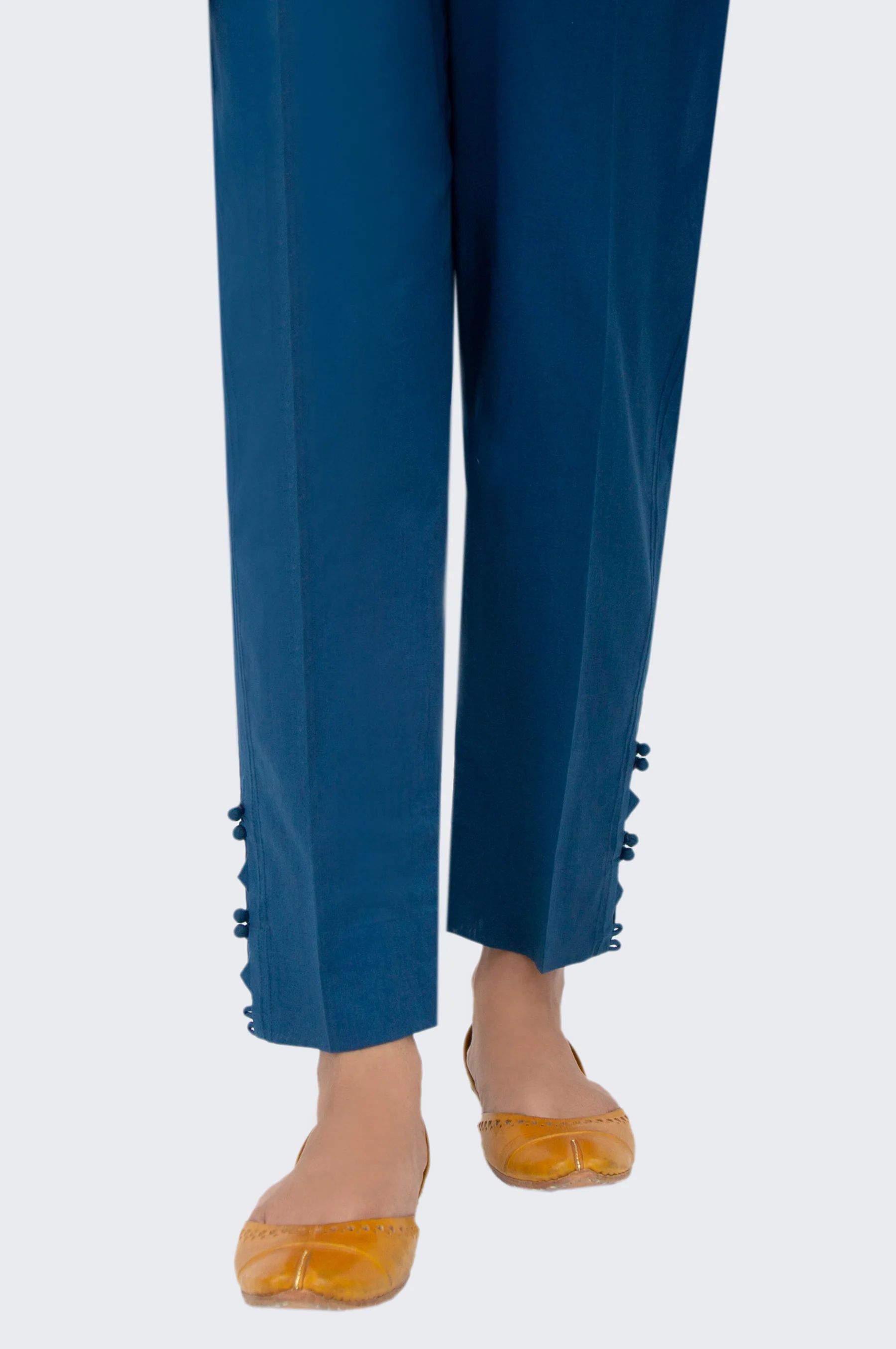 Embrellished Cambric Cigarette Pants - Blue