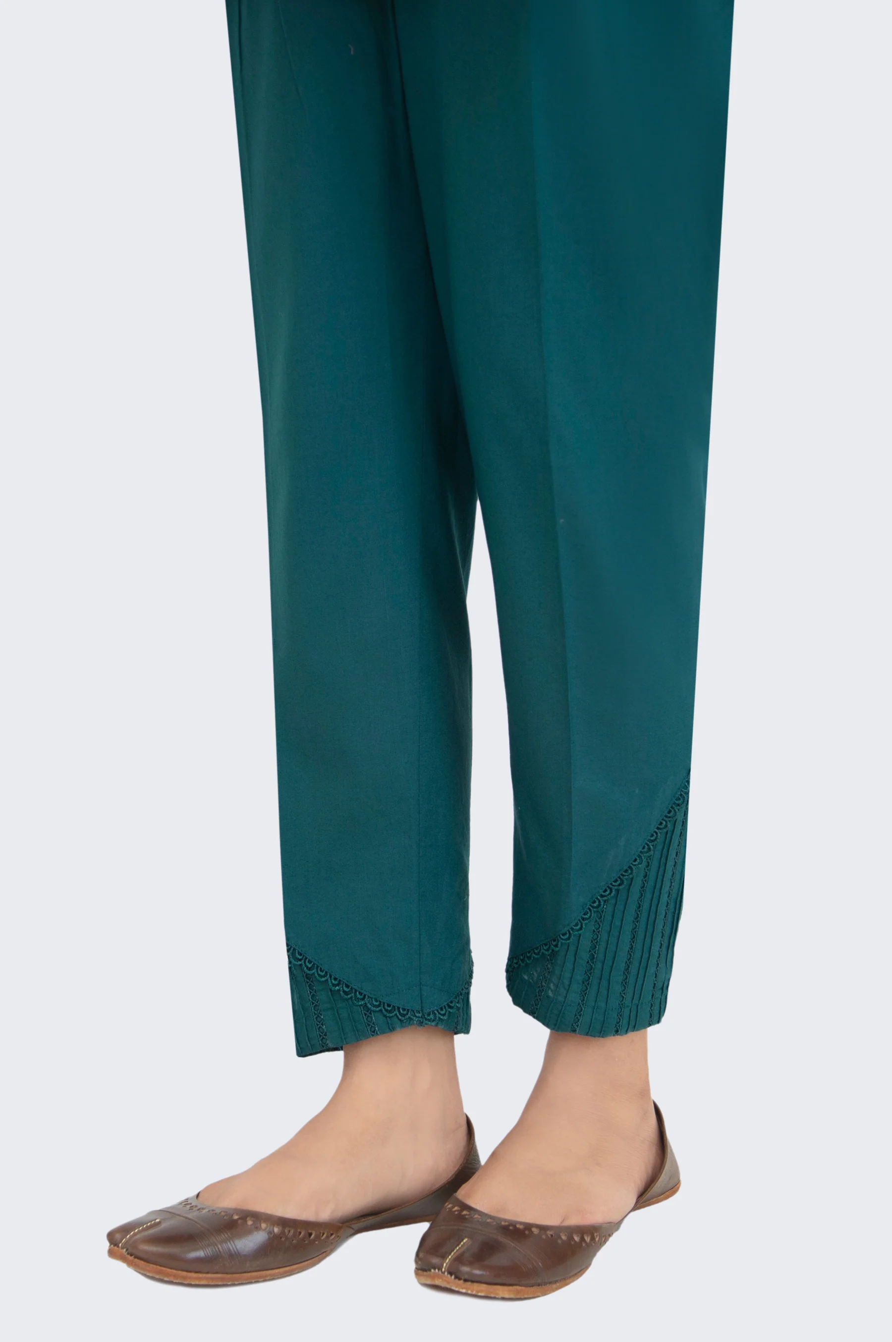 Embrellished Cambric Cigarette Pants - Teal - Image 2