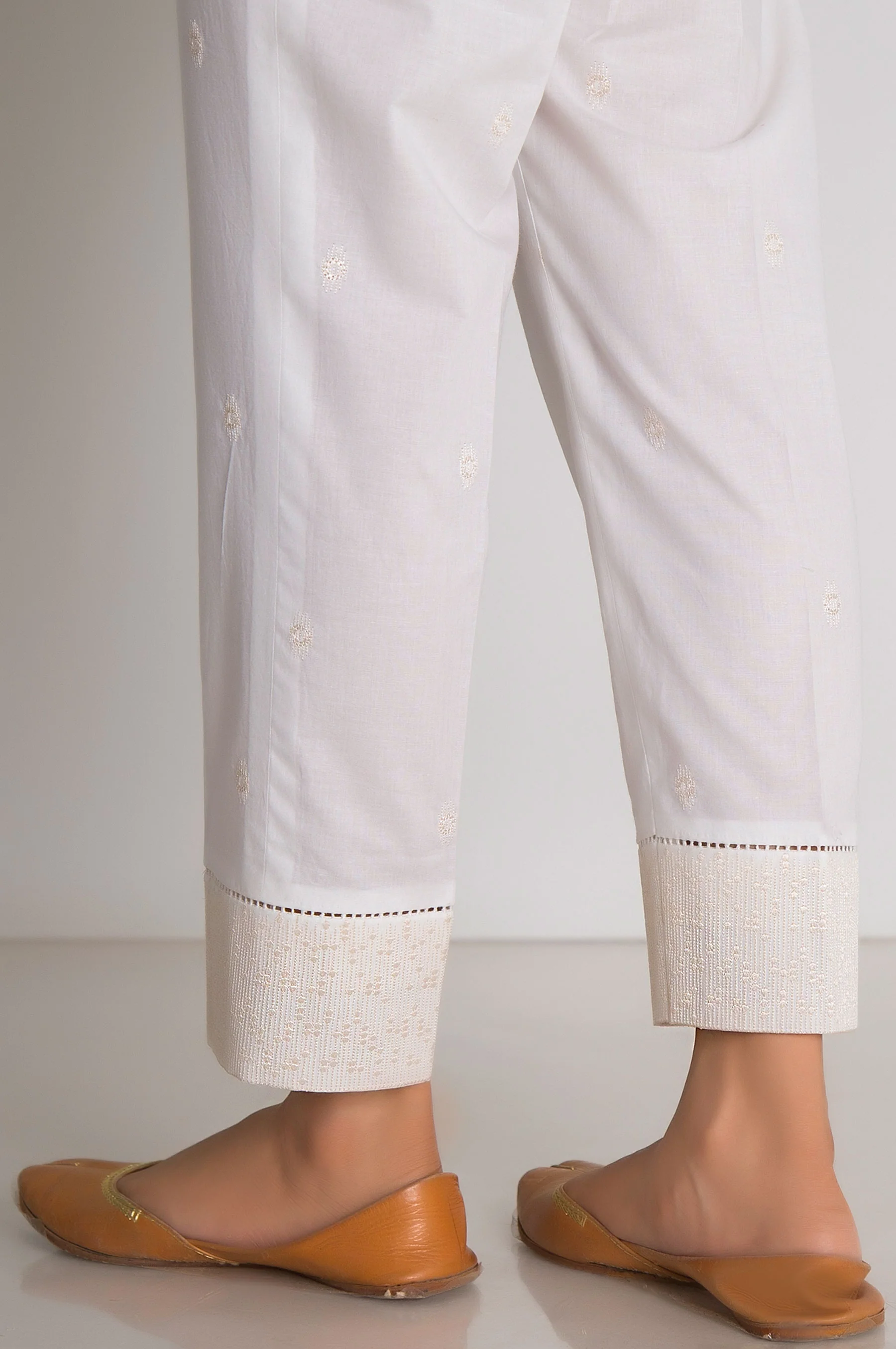 Embroidered Cambric Cigarette Pant - White - Image 2