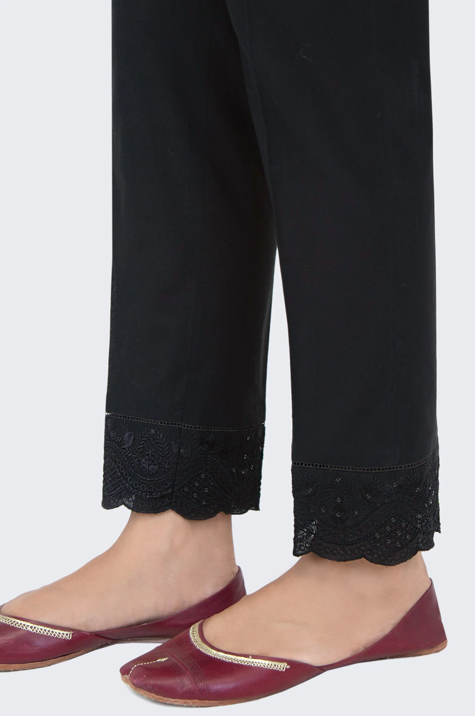 Embroided Cambric Cigarette Pant - Black - Image 2