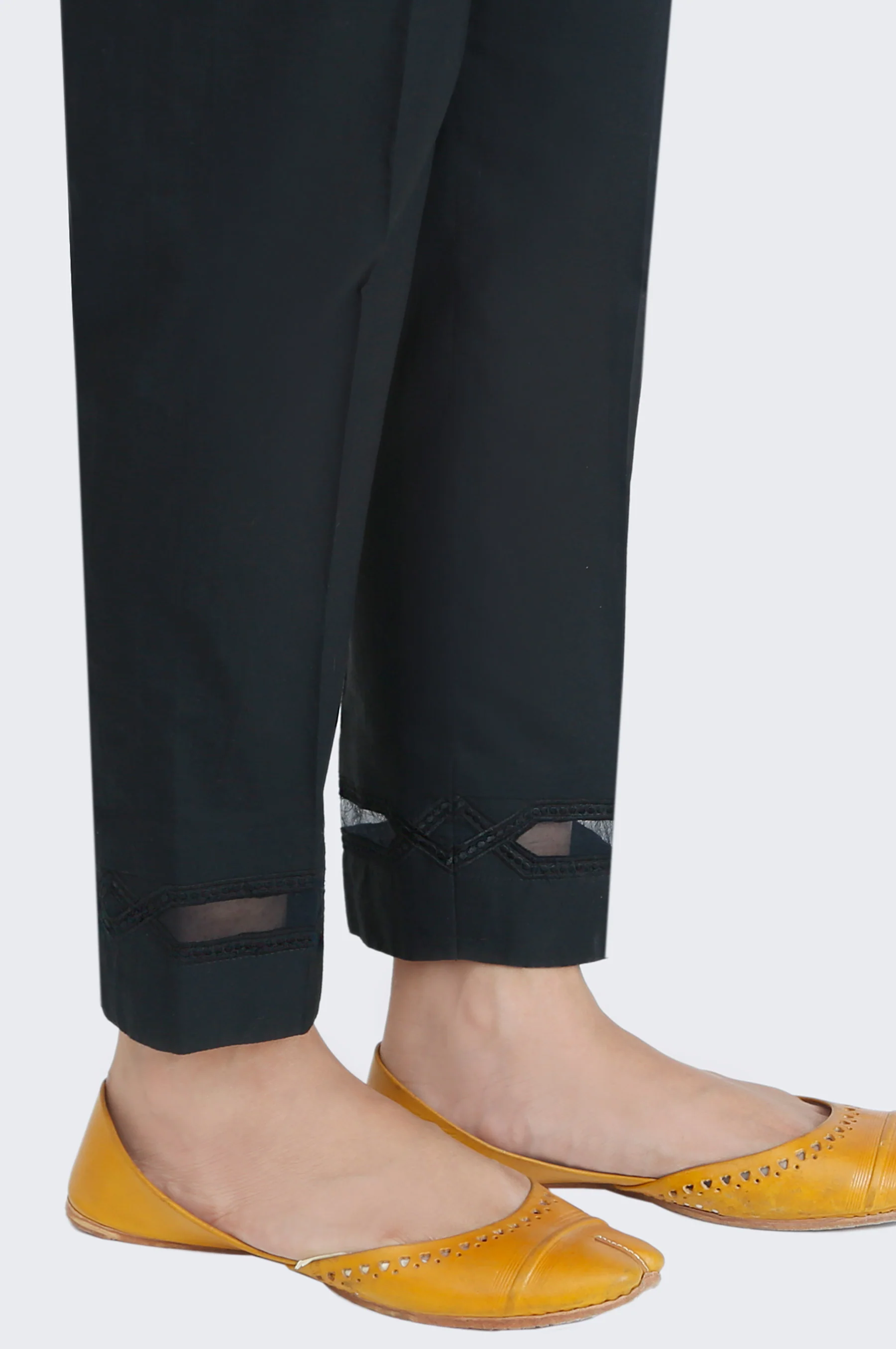 Embroidered Cambric Cigarette Pants - Black - Image 3