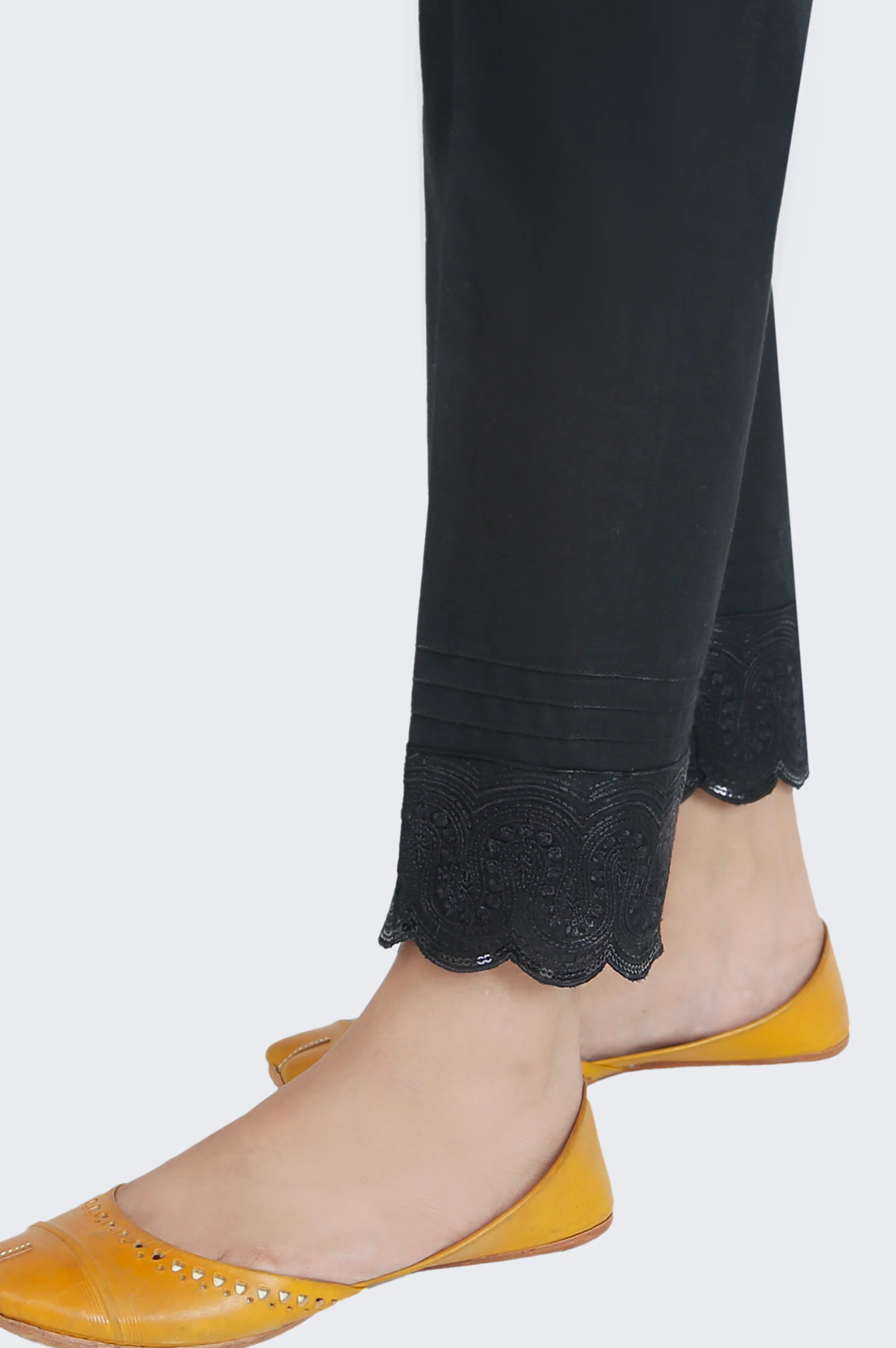 Embroidered Cambric Cigarette Pants - Black - Image 3
