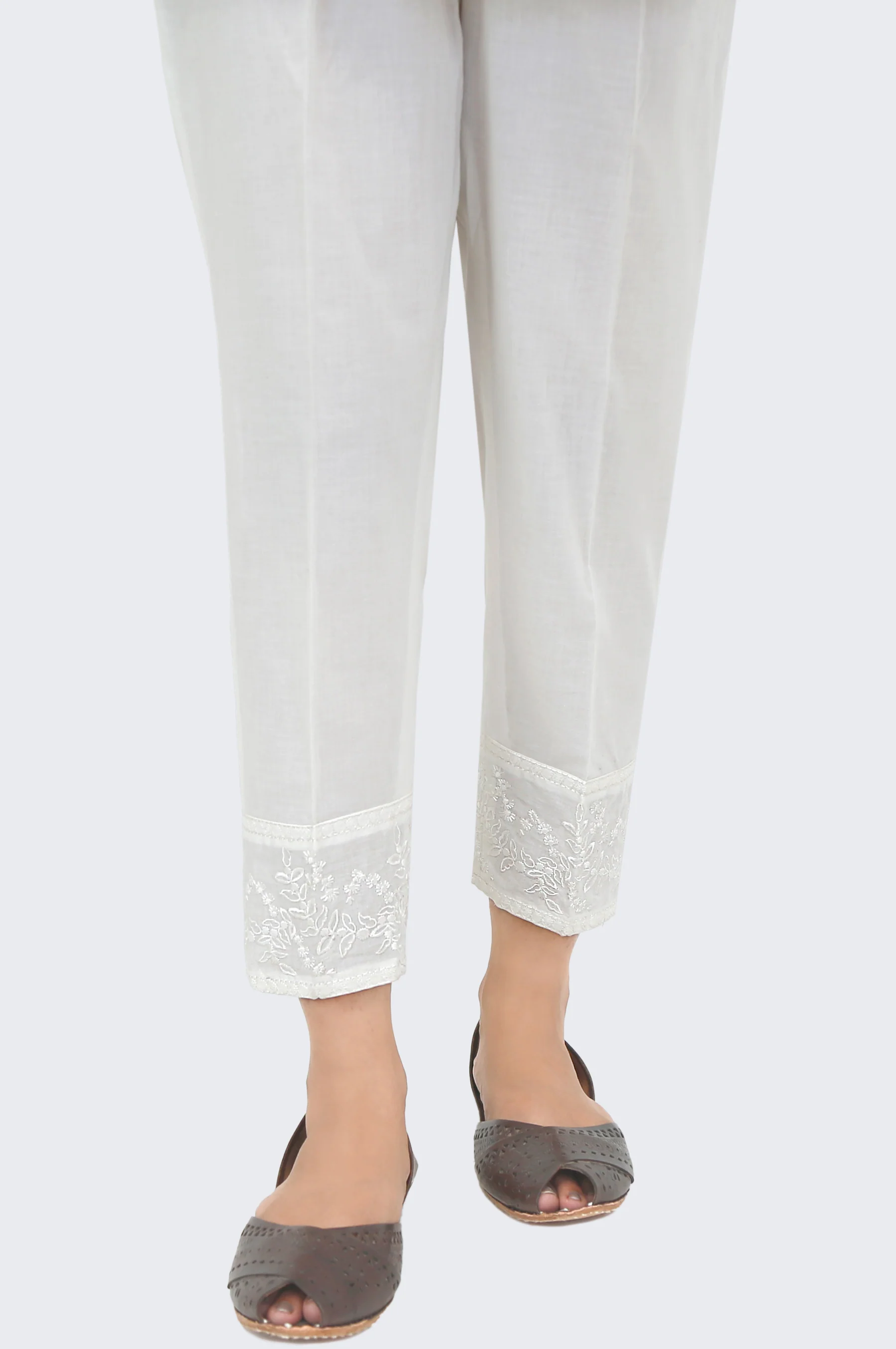 Embroidered Cambric Cigratte Pants - Off-White - Image 3