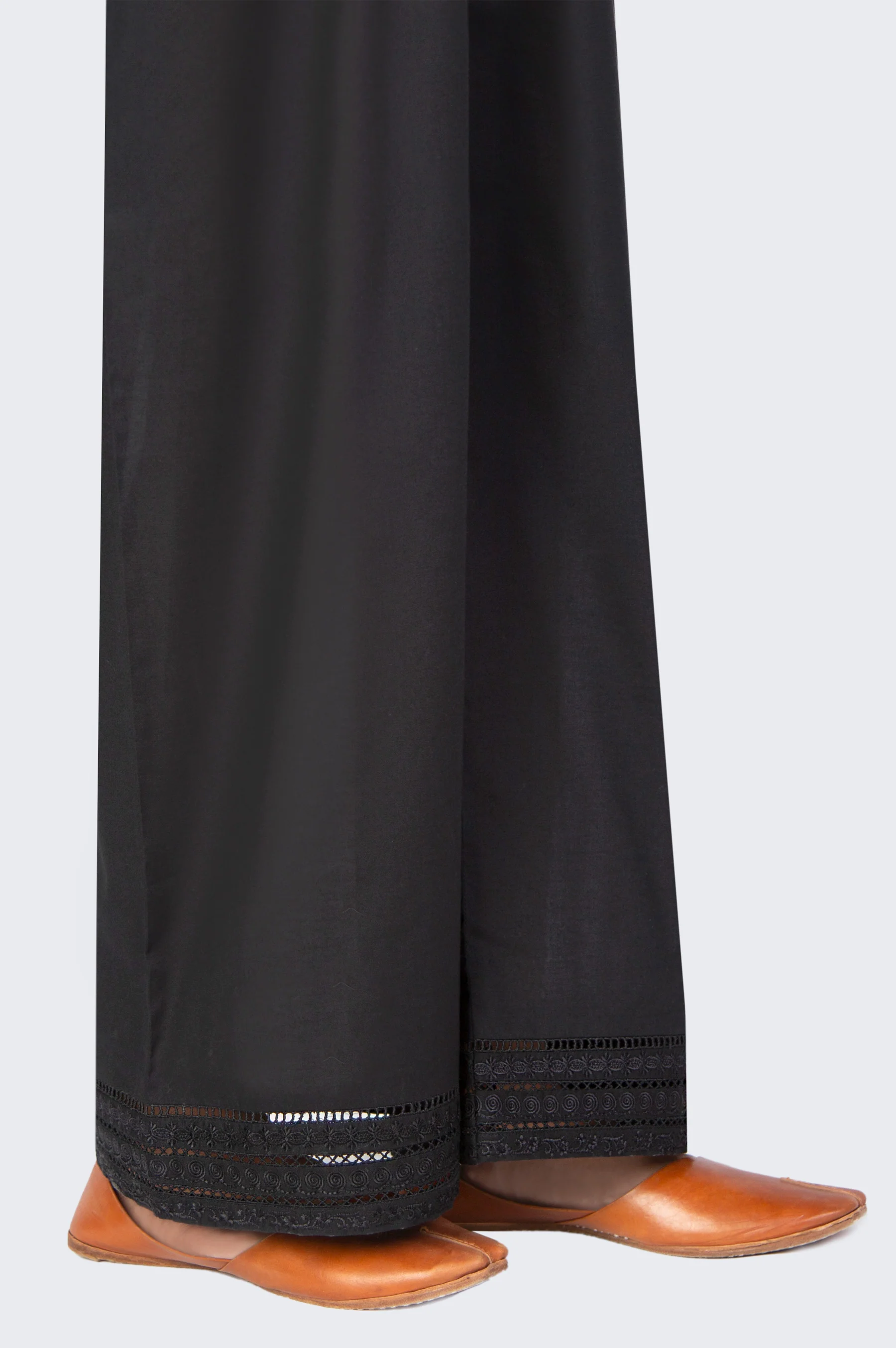 Embroidered Cambric Culottes - Black Coal - Image 2