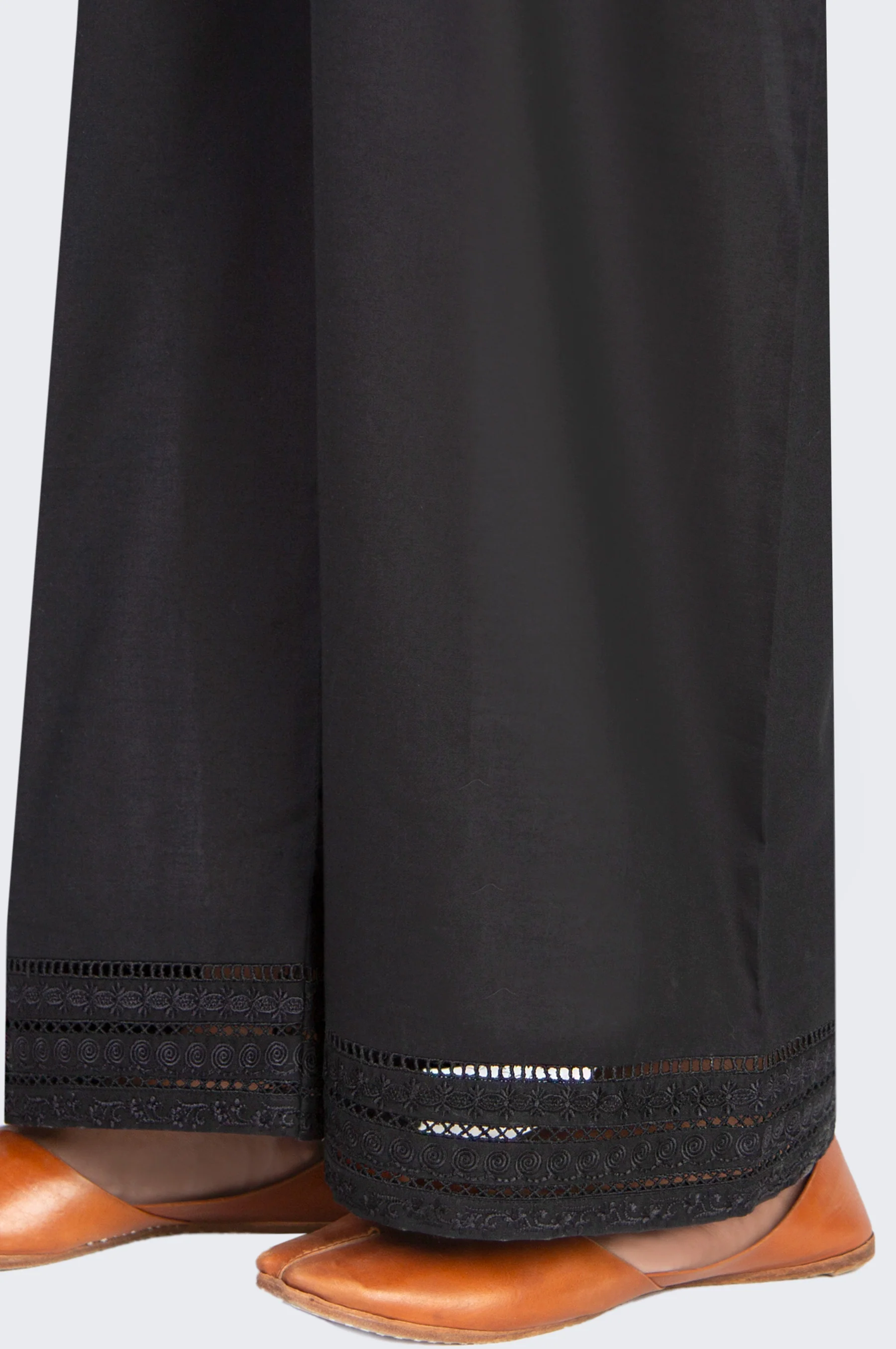 Embroidered Cambric Culottes - Black Coal - Image 3