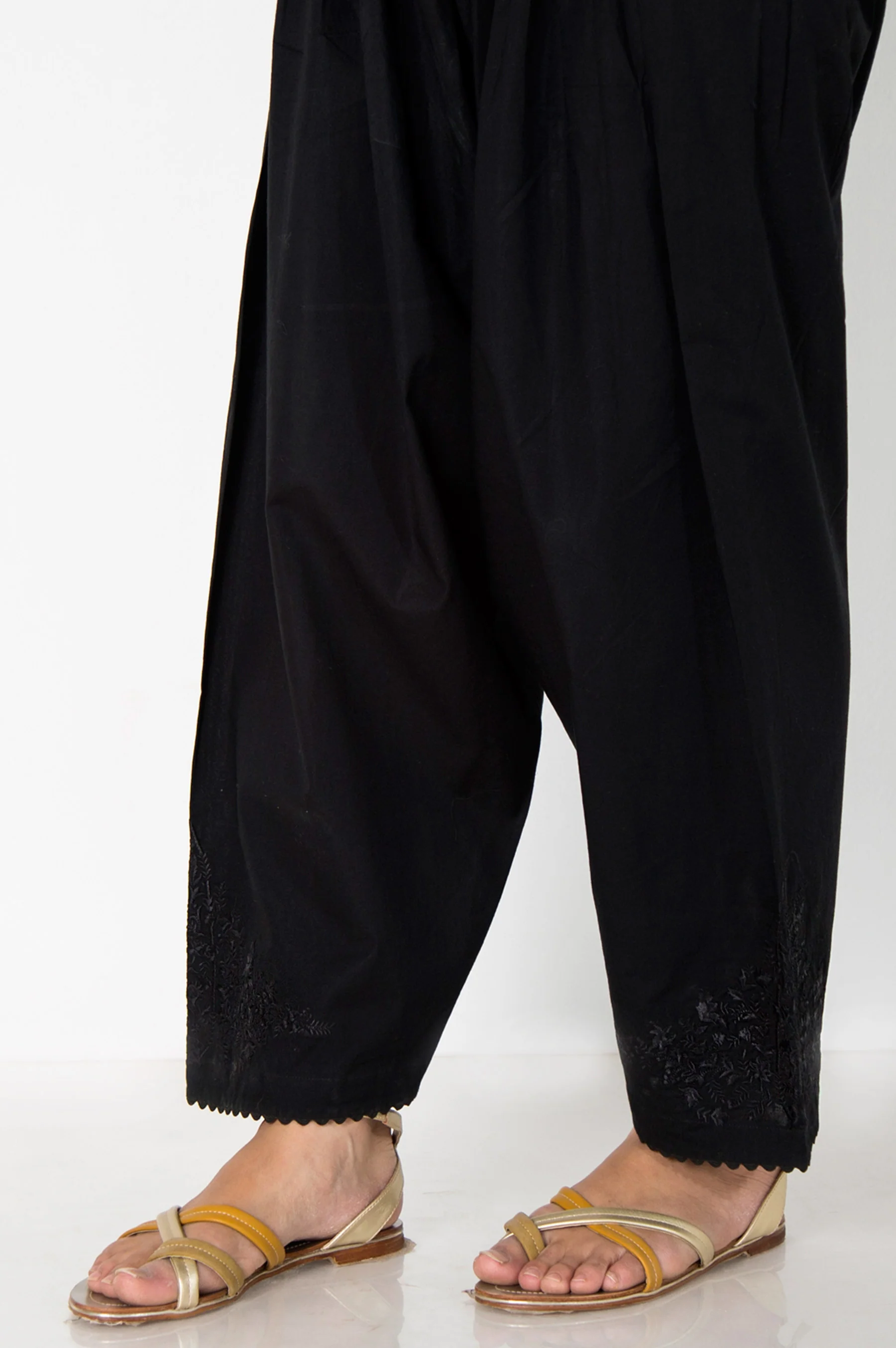 Embroidered Cambric Shalwar - Black