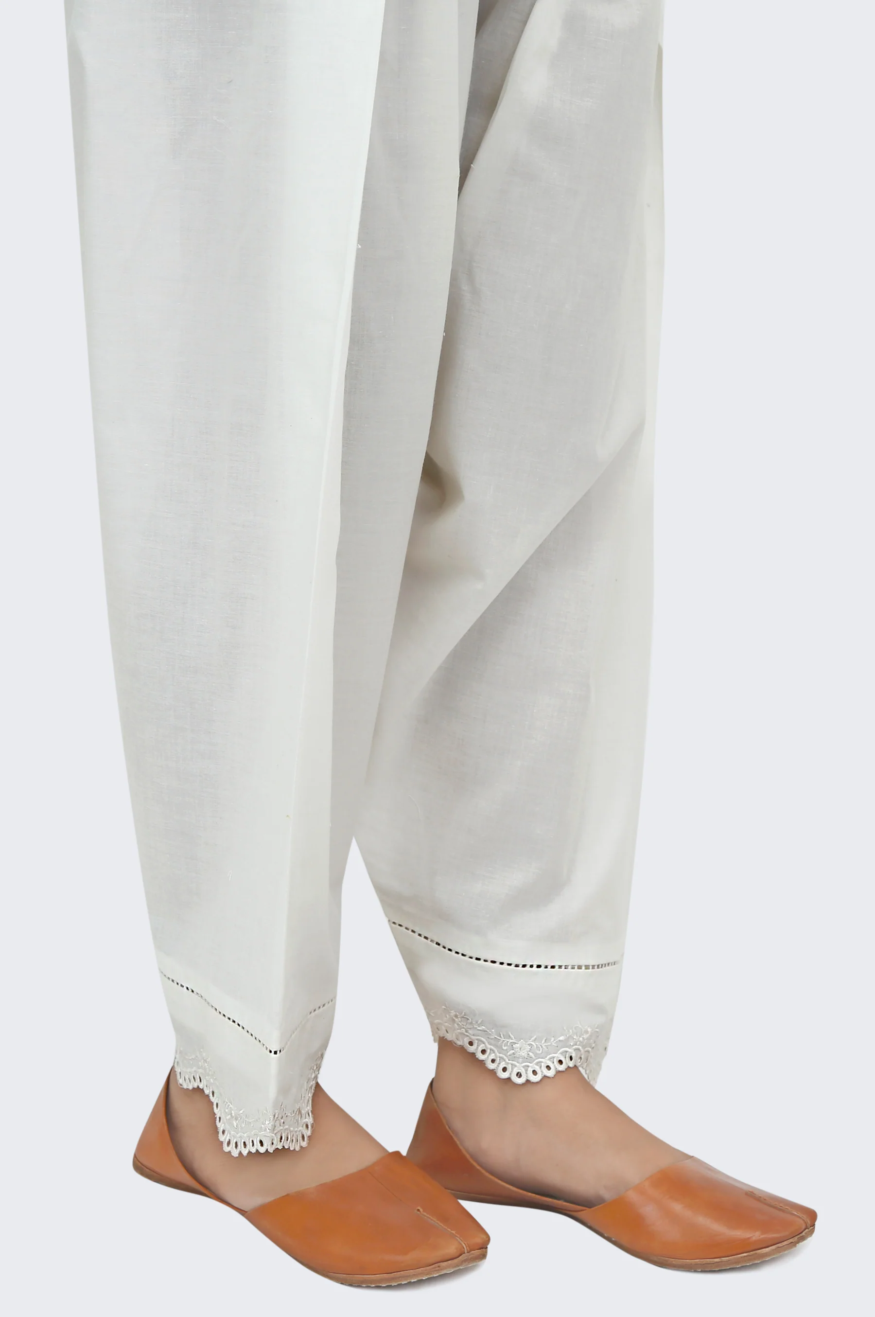 Embroidered Cambric Shalwar -Off White - Image 2