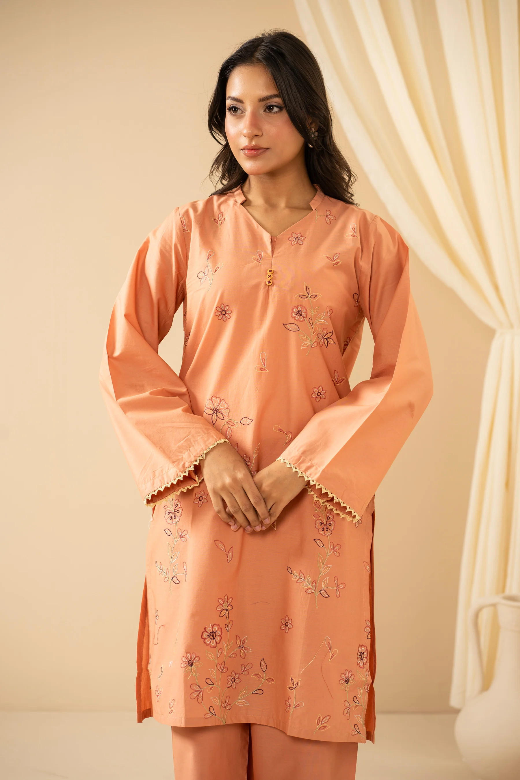 EMBROIDERED CAMBRIC STITCHED 2 PIECE SUIT - Image 3