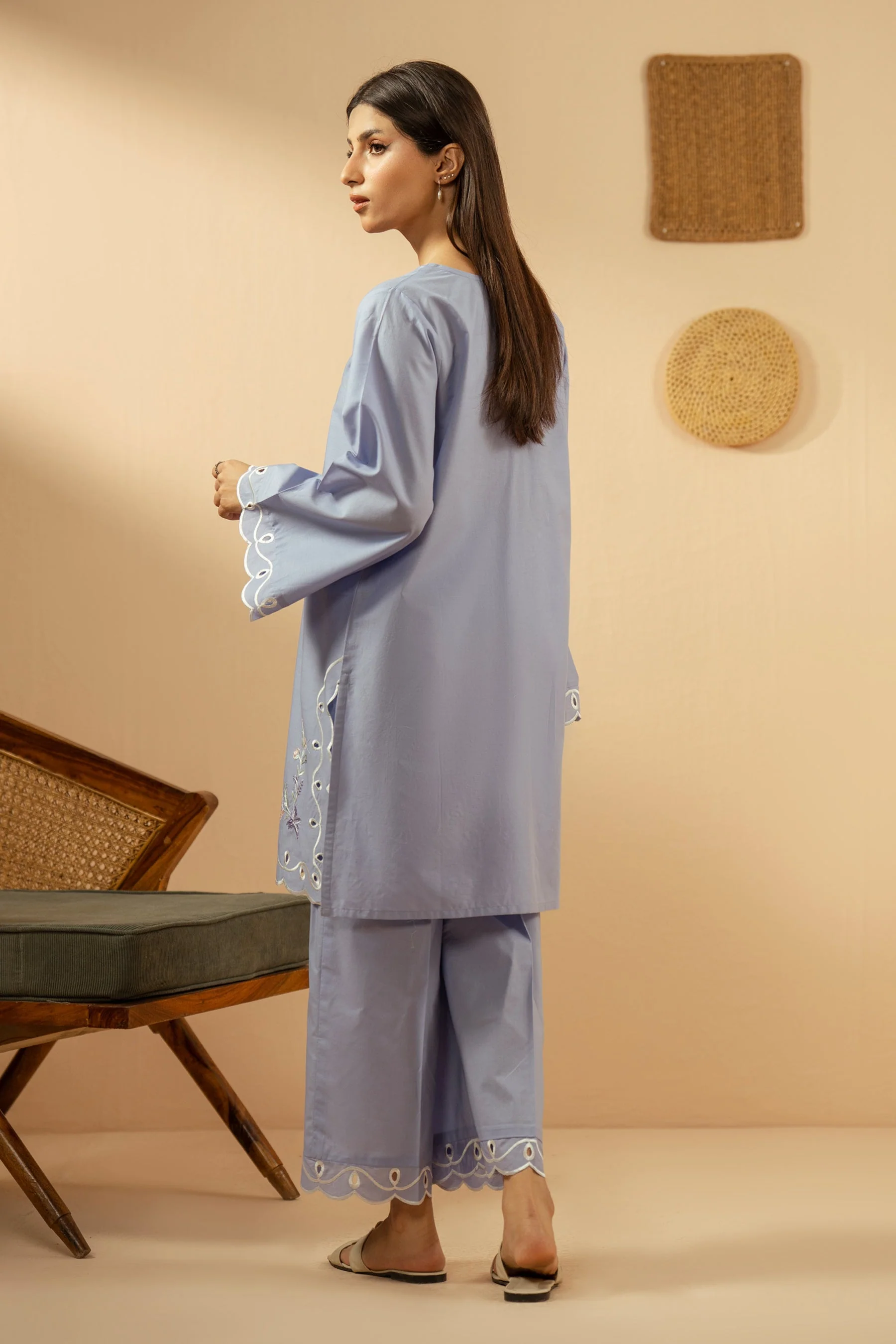 EMBROIDERED CAMBRIC STITCHED 2 PIECE SUIT (FACTORY E-OUTLET) - Image 3