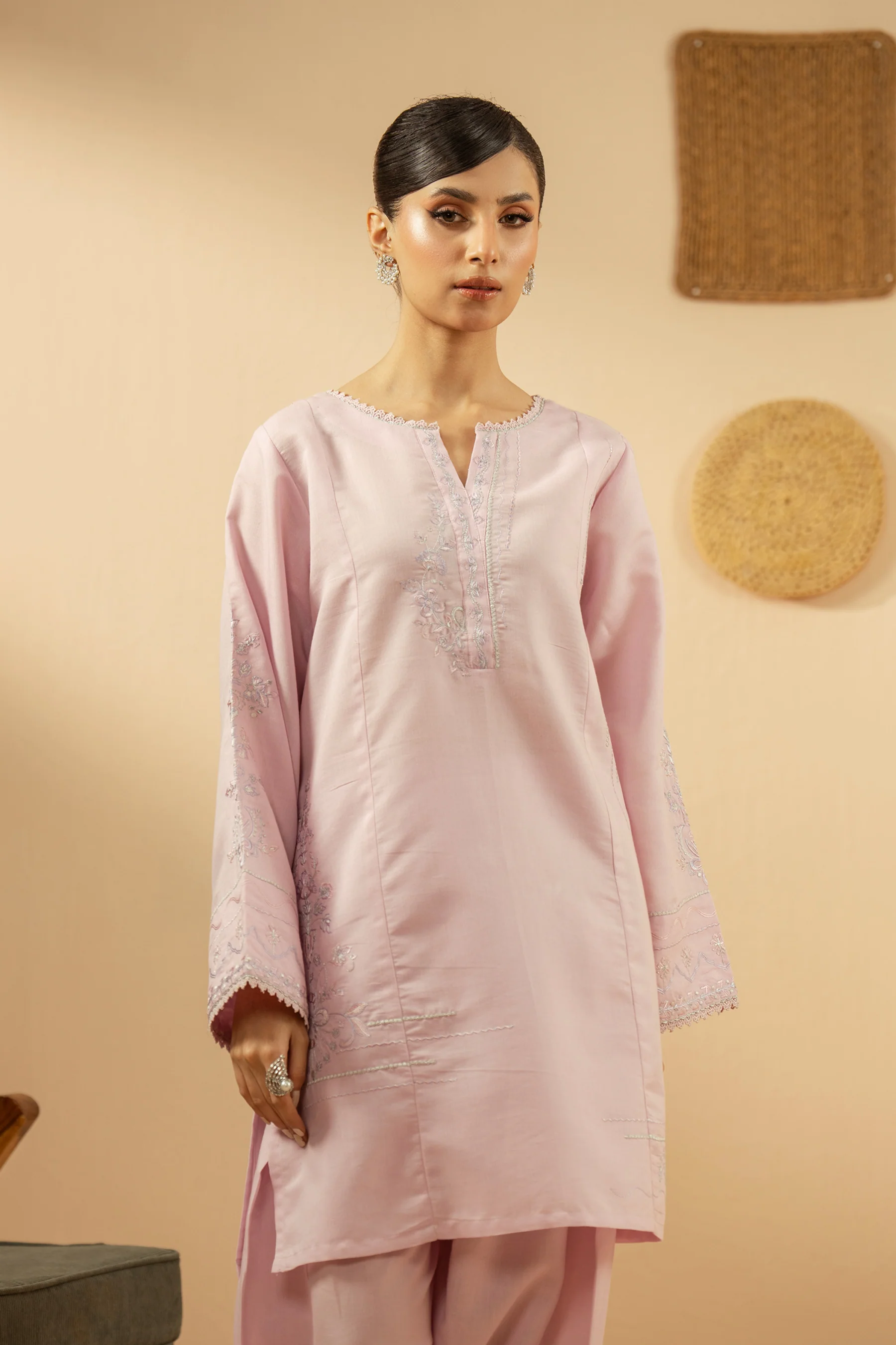 EMBROIDERED CAMBRIC STITCHED 2 PIECE SUIT - Image 5