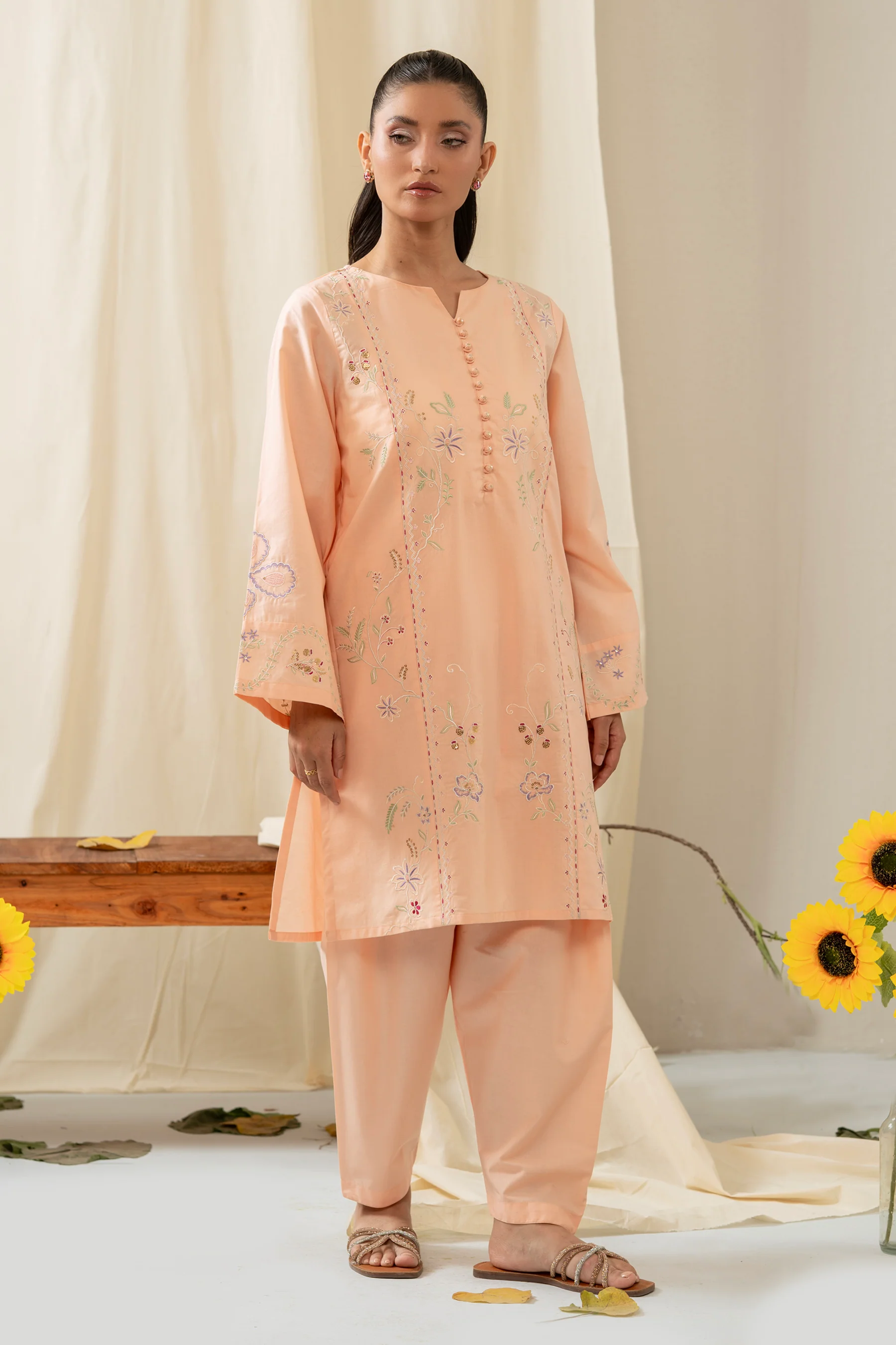 EMBROIDERED CAMBRIC STITCHED 2 PIECE SUIT - Image 5