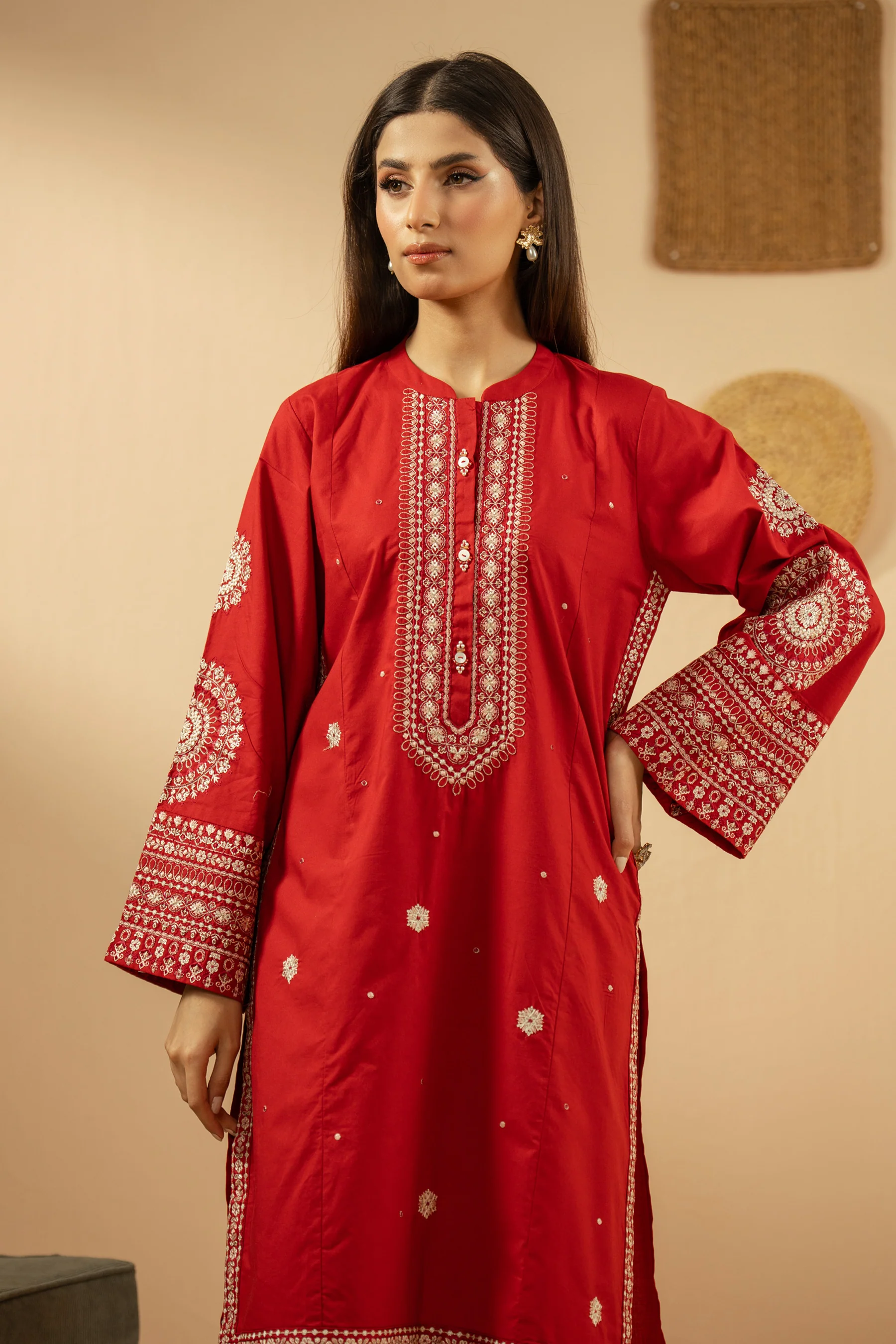 EMBROIDERED CAMBRIC STITCHED 2 PIECE SUIT - Image 3