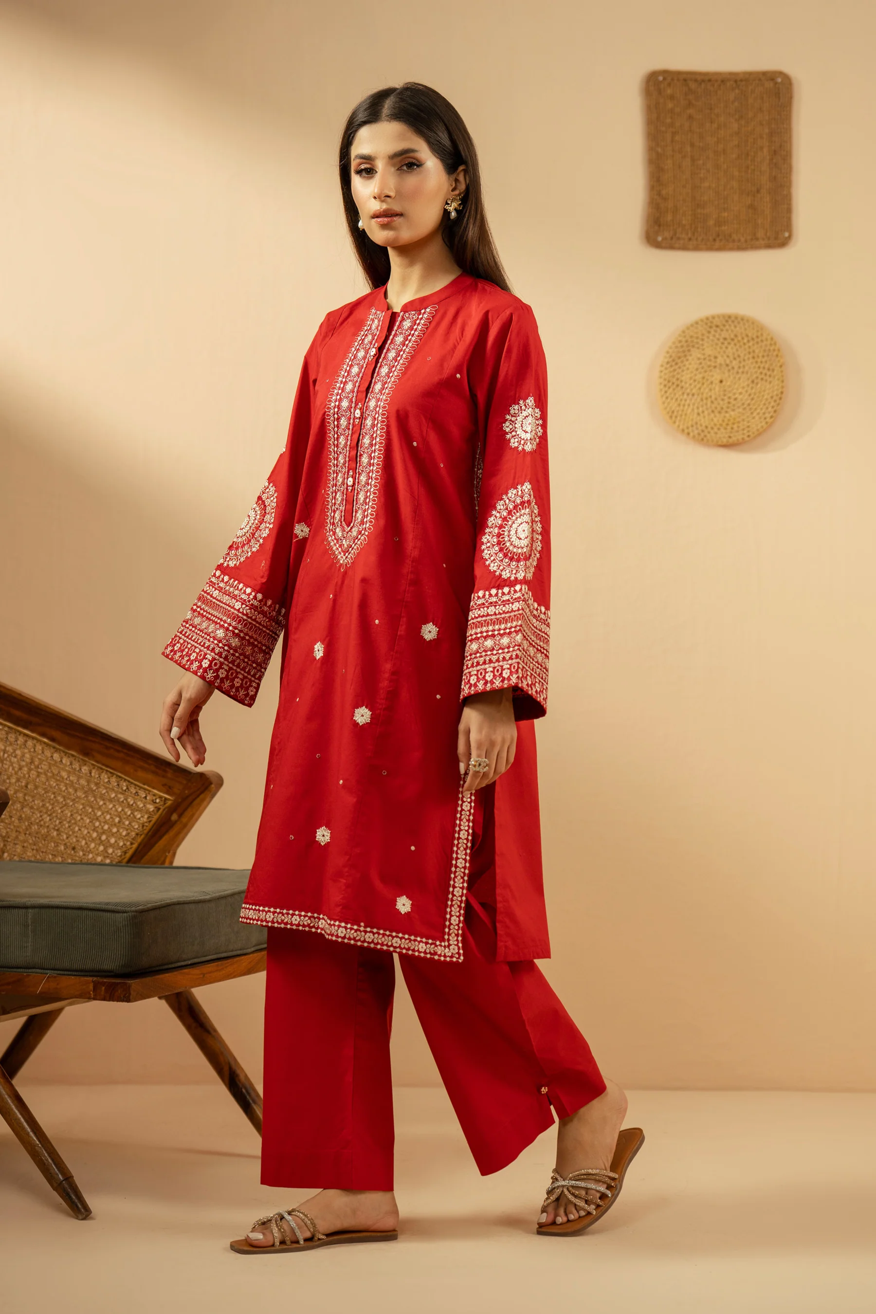 EMBROIDERED CAMBRIC STITCHED 2 PIECE SUIT - Image 7