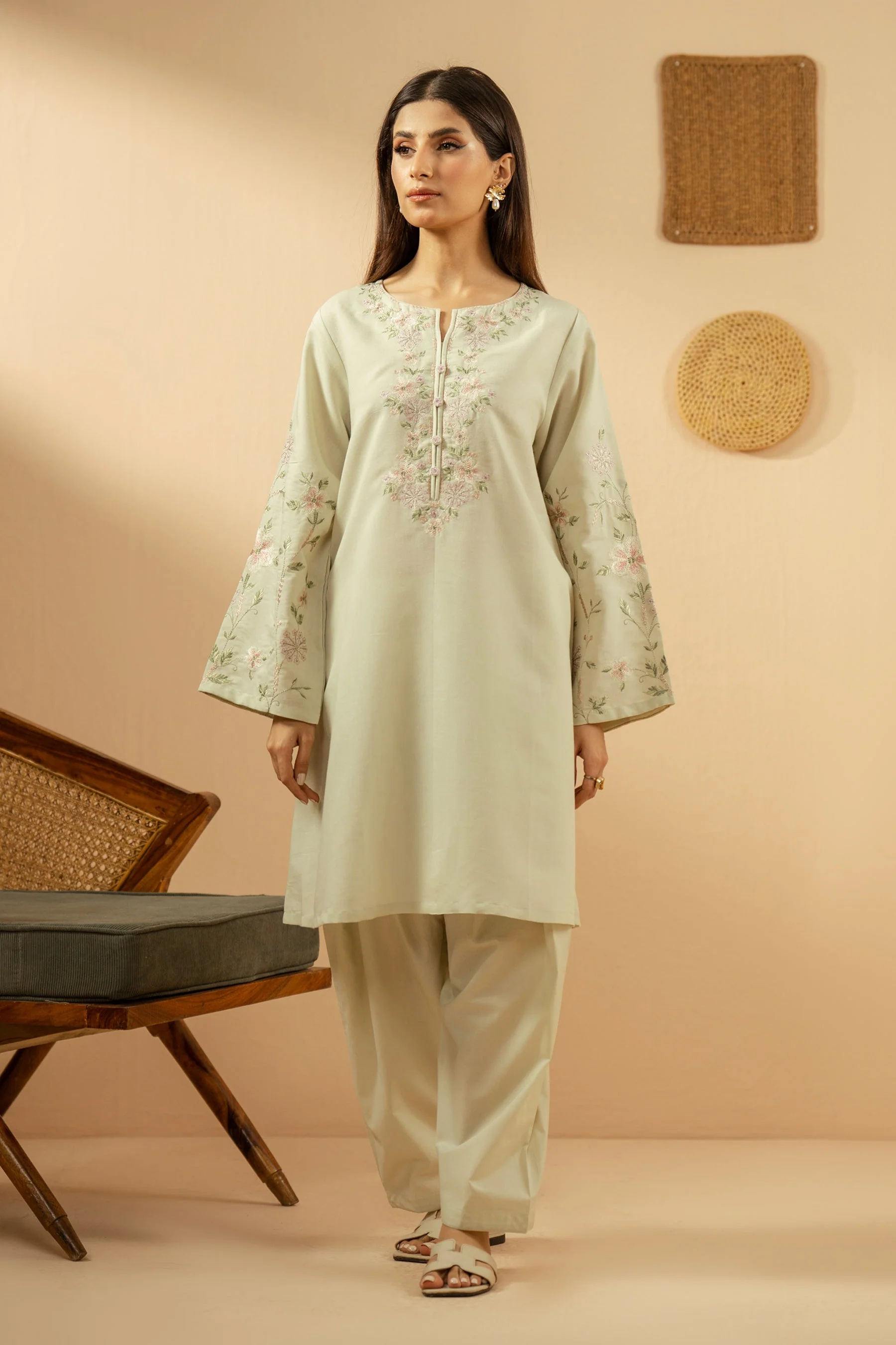 EMBROIDERED CAMBRIC ZARI STITCHED 2 PIECE SUIT (FACTORY E-OUTLET) - Image 6