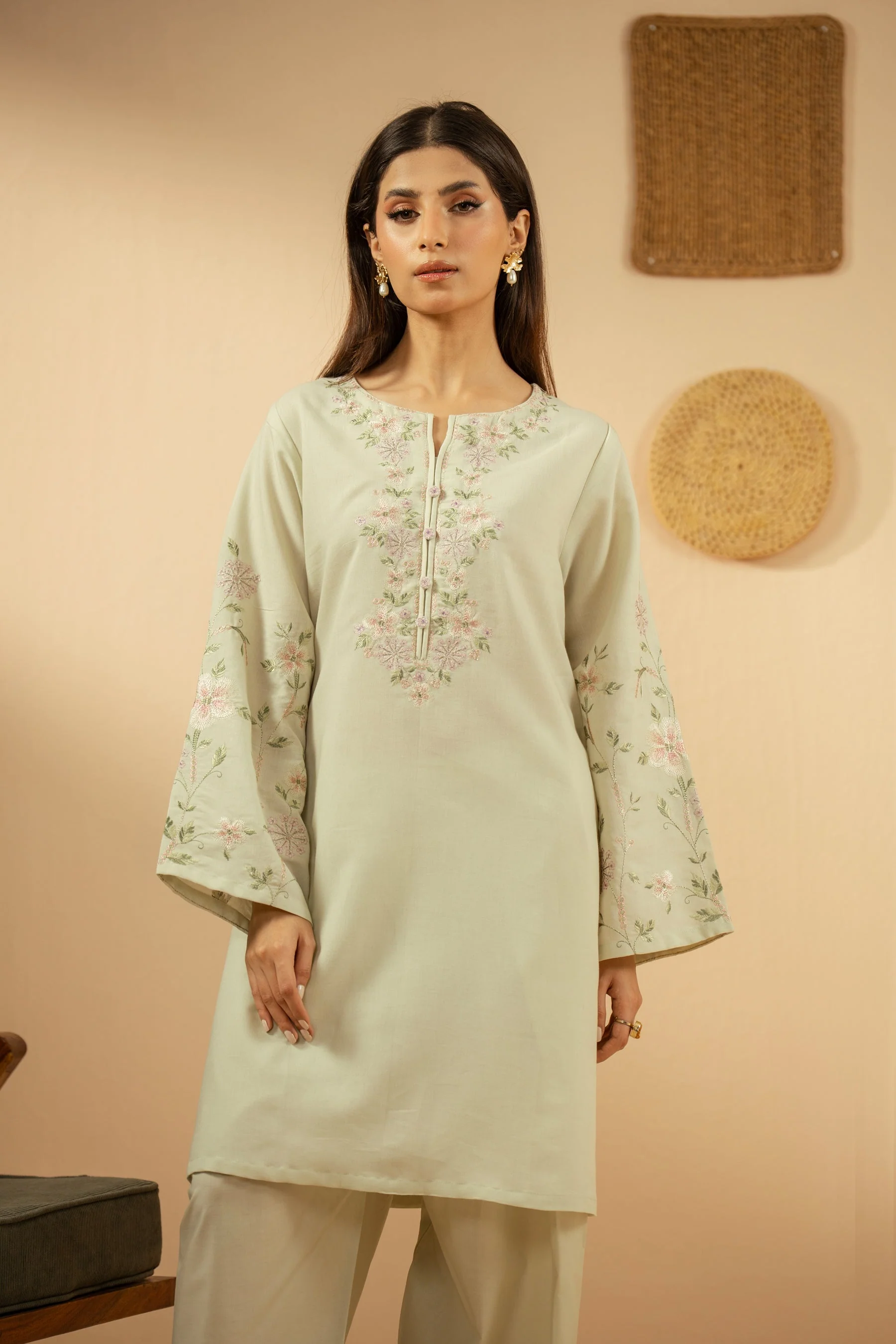EMBROIDERED CAMBRIC ZARI STITCHED 2 PIECE SUIT (FACTORY E-OUTLET) - Image 8