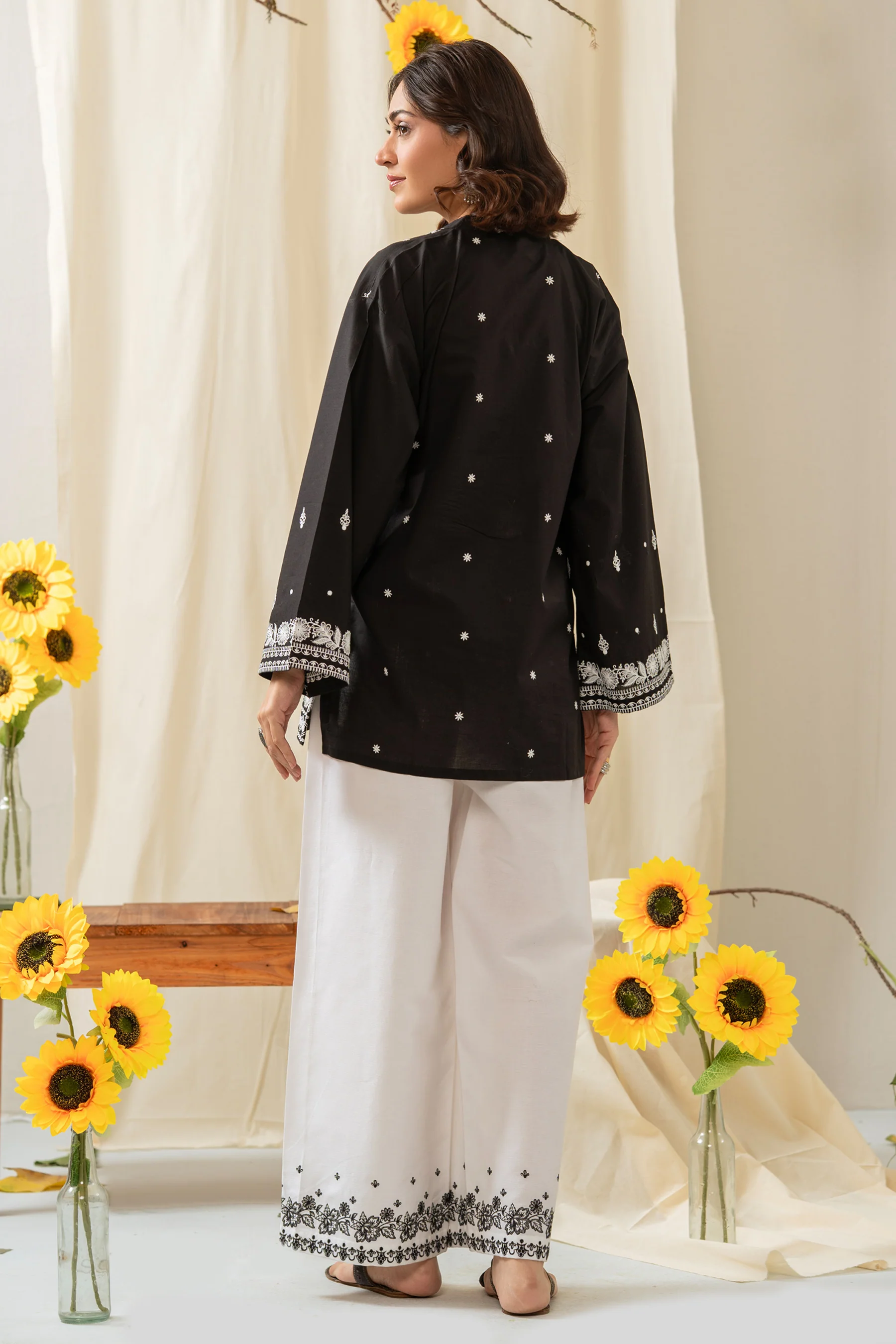 EMBROIDERED CHIKANKARI CAMBRIC STITCHED 1 PIECE SHIRT - Image 3