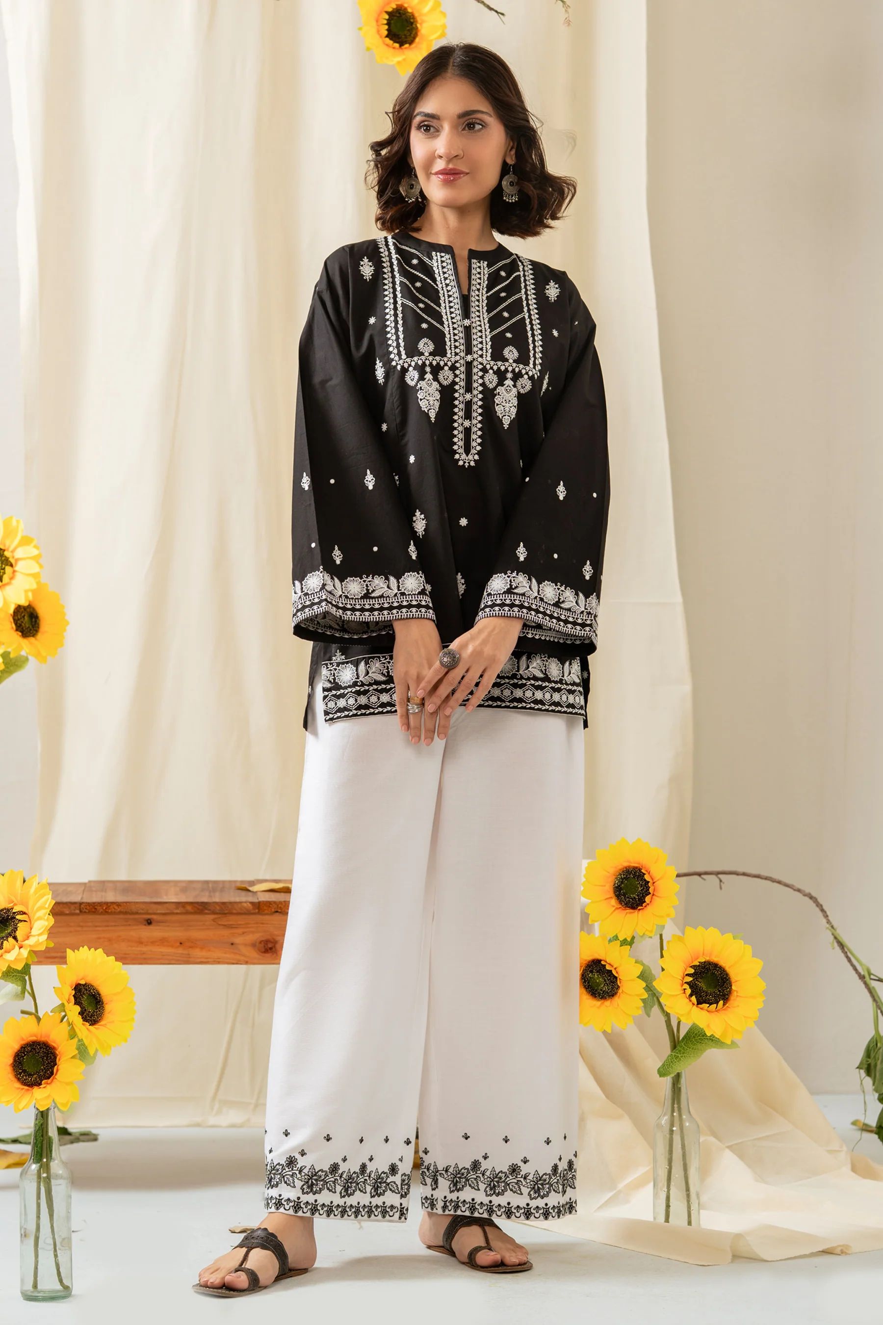 EMBROIDERED CHIKANKARI CAMBRIC STITCHED 1 PIECE SHIRT - Image 5